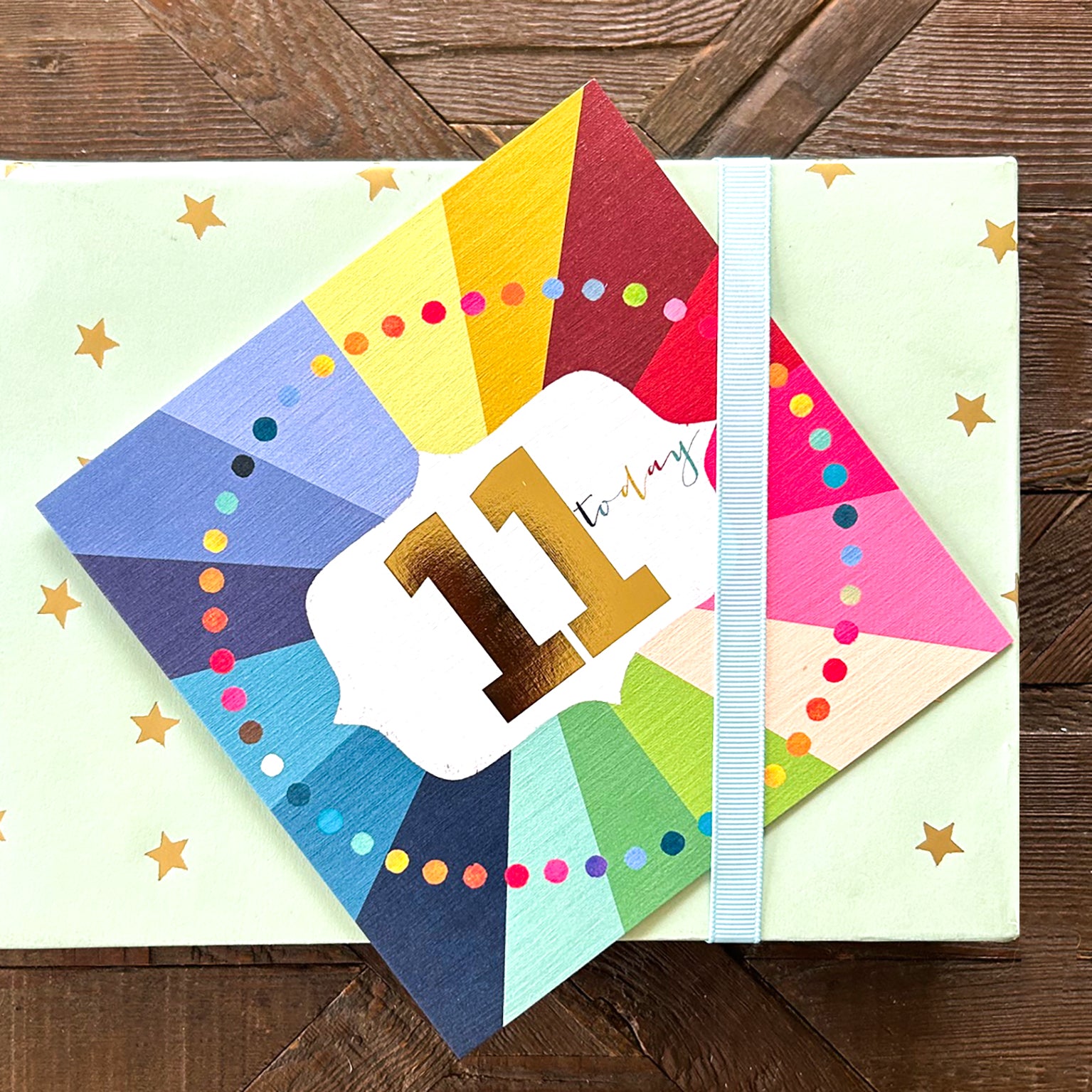 GC11 colourful cloud 11th birthday card