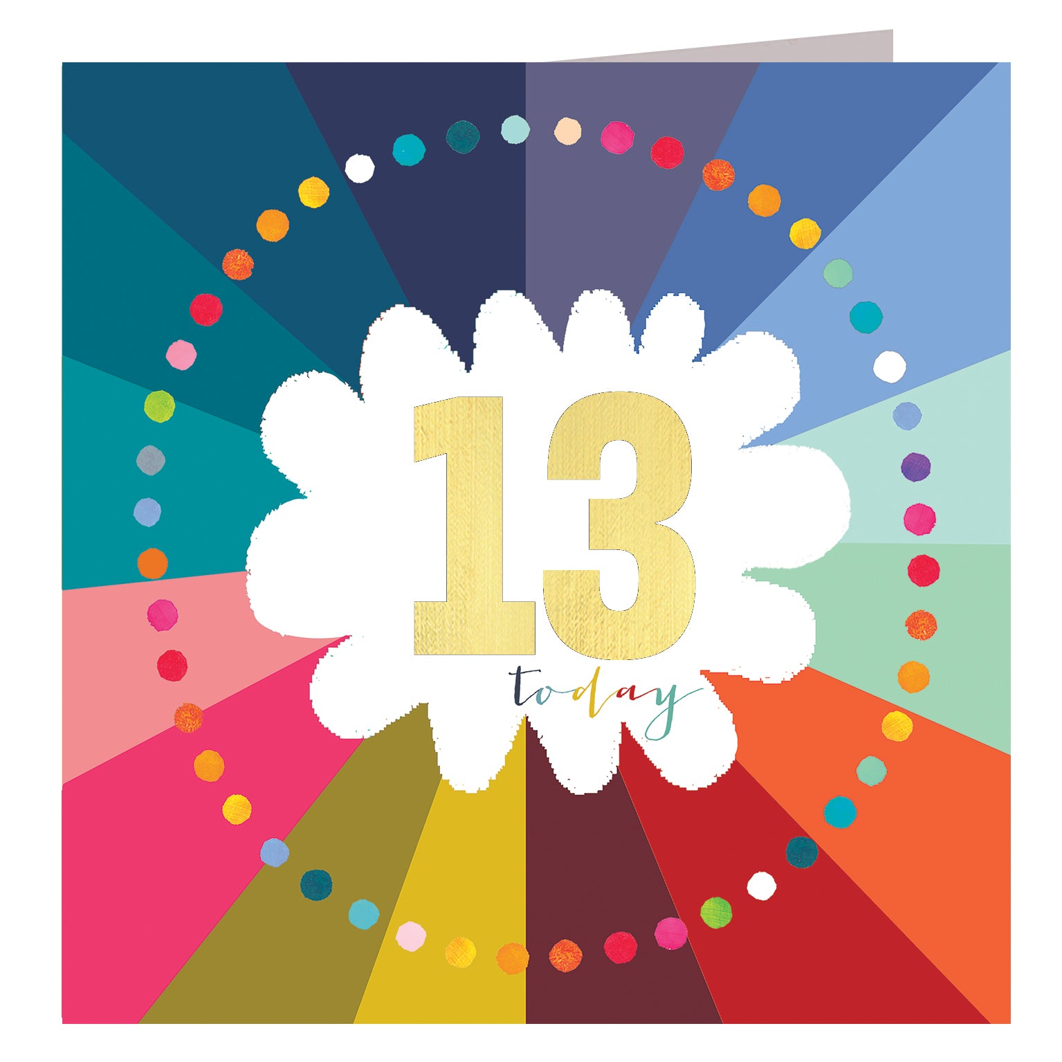GC13 colourful cloud 13th birthday card