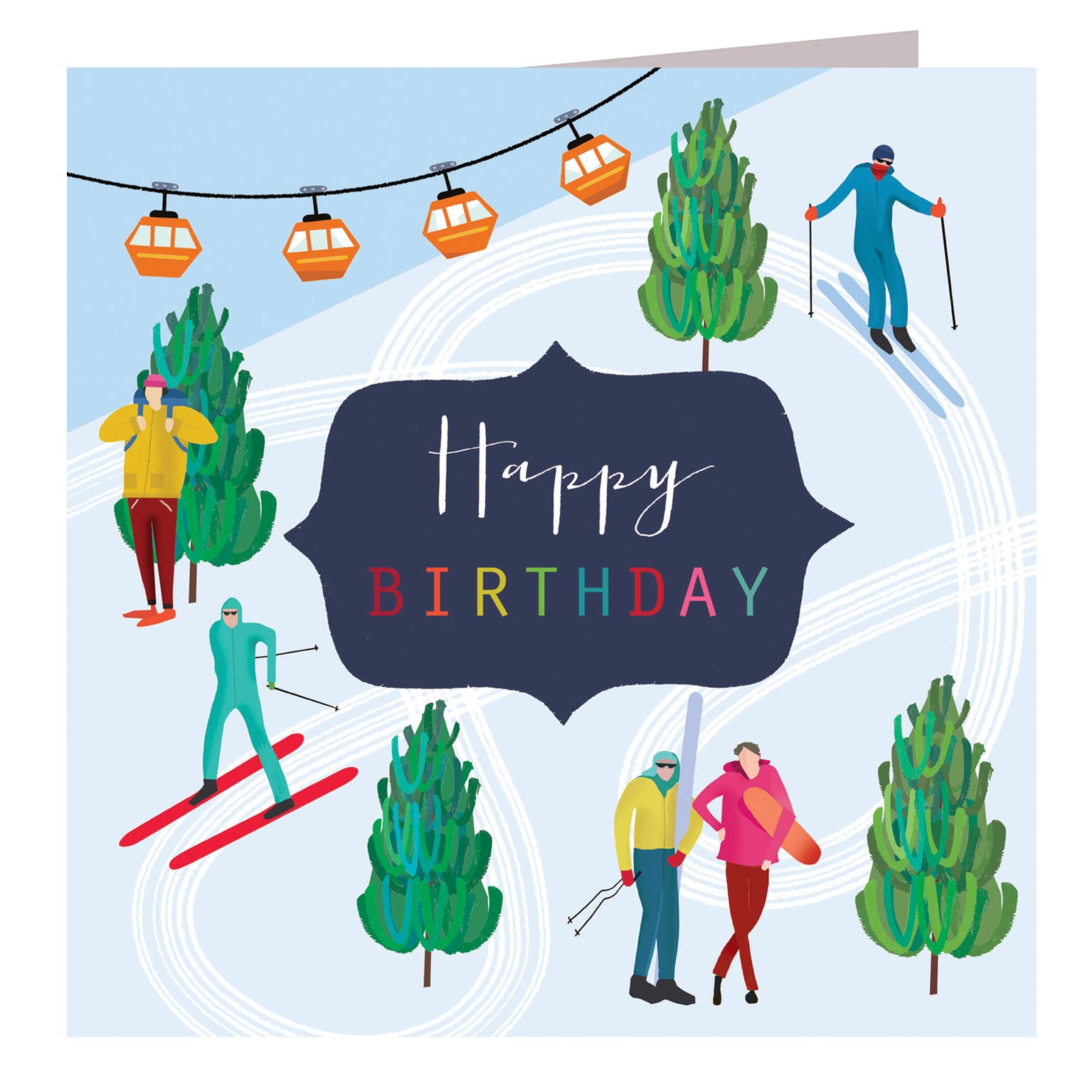 HB03 skiing happy birthday card
