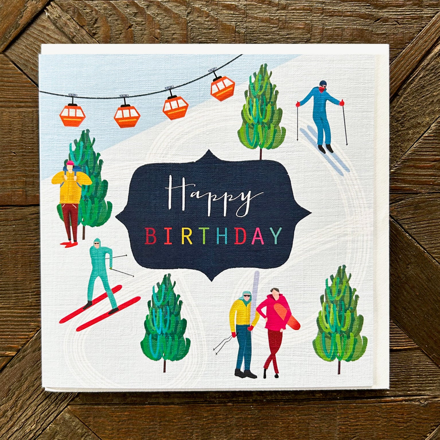 HB03 skiing happy birthday card