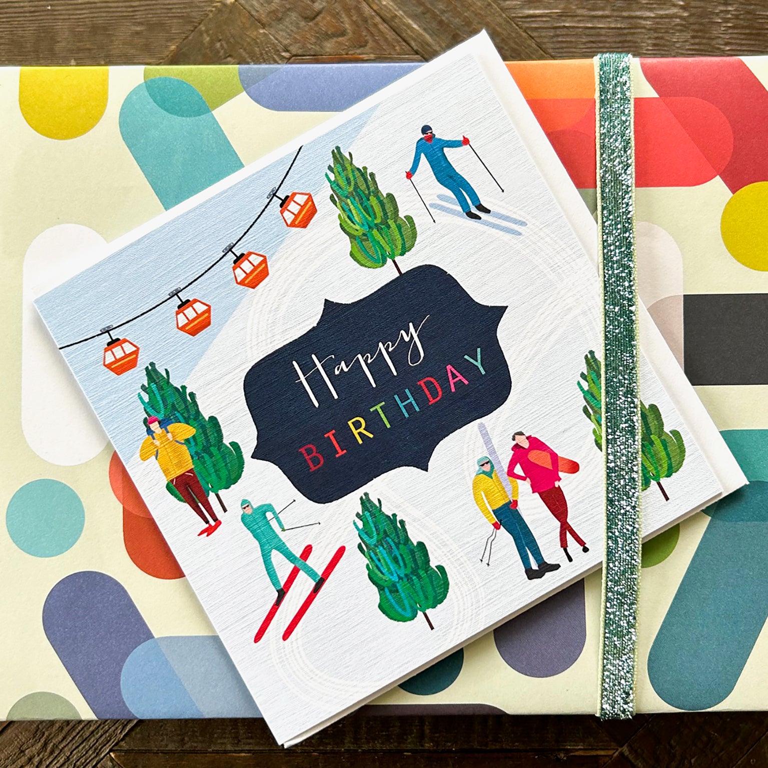 HB03 skiing happy birthday card