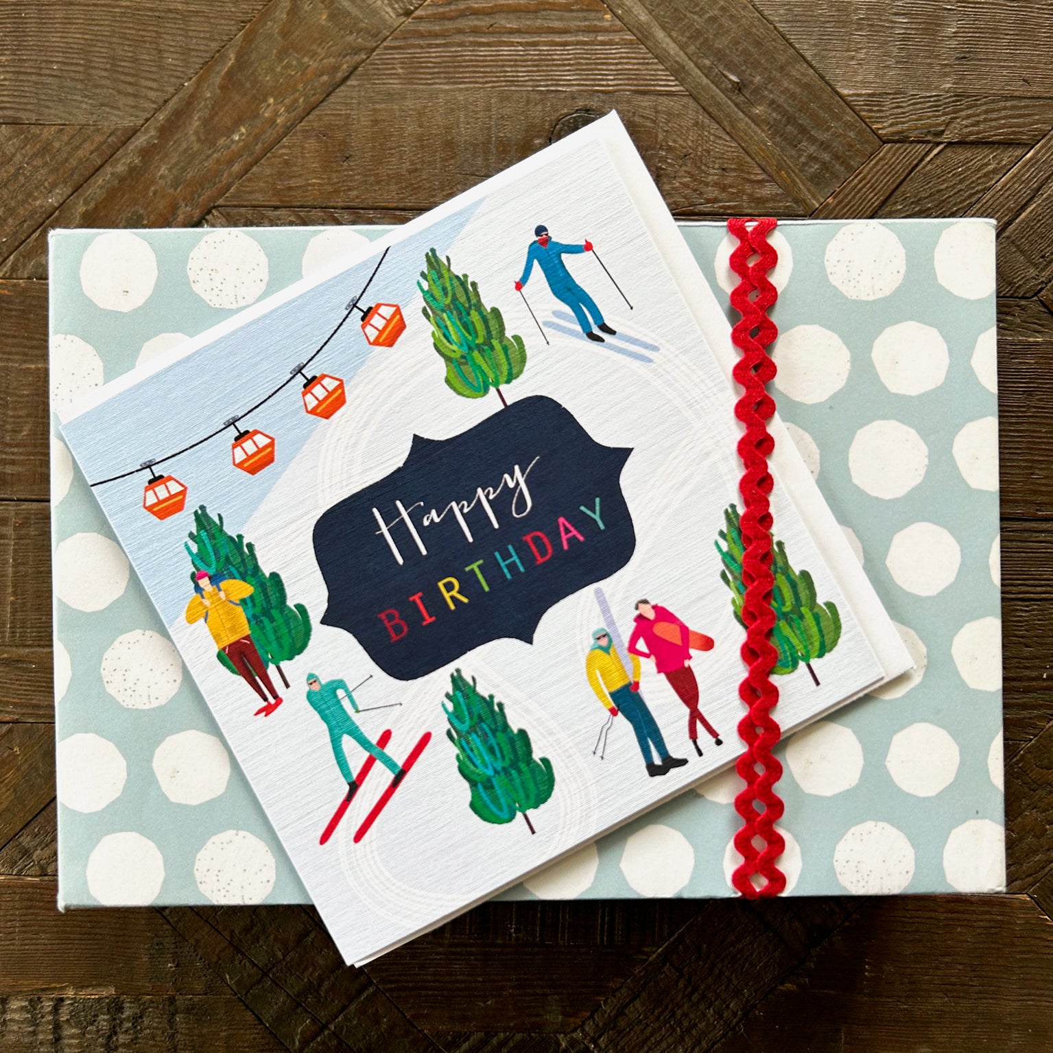 HB03 skiing happy birthday card