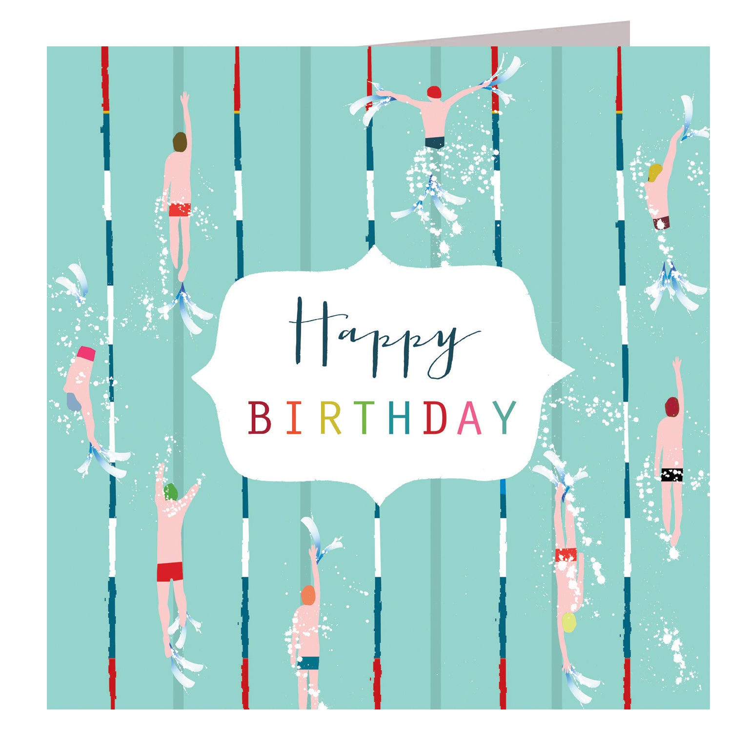 HB04 swimming happy birthday card