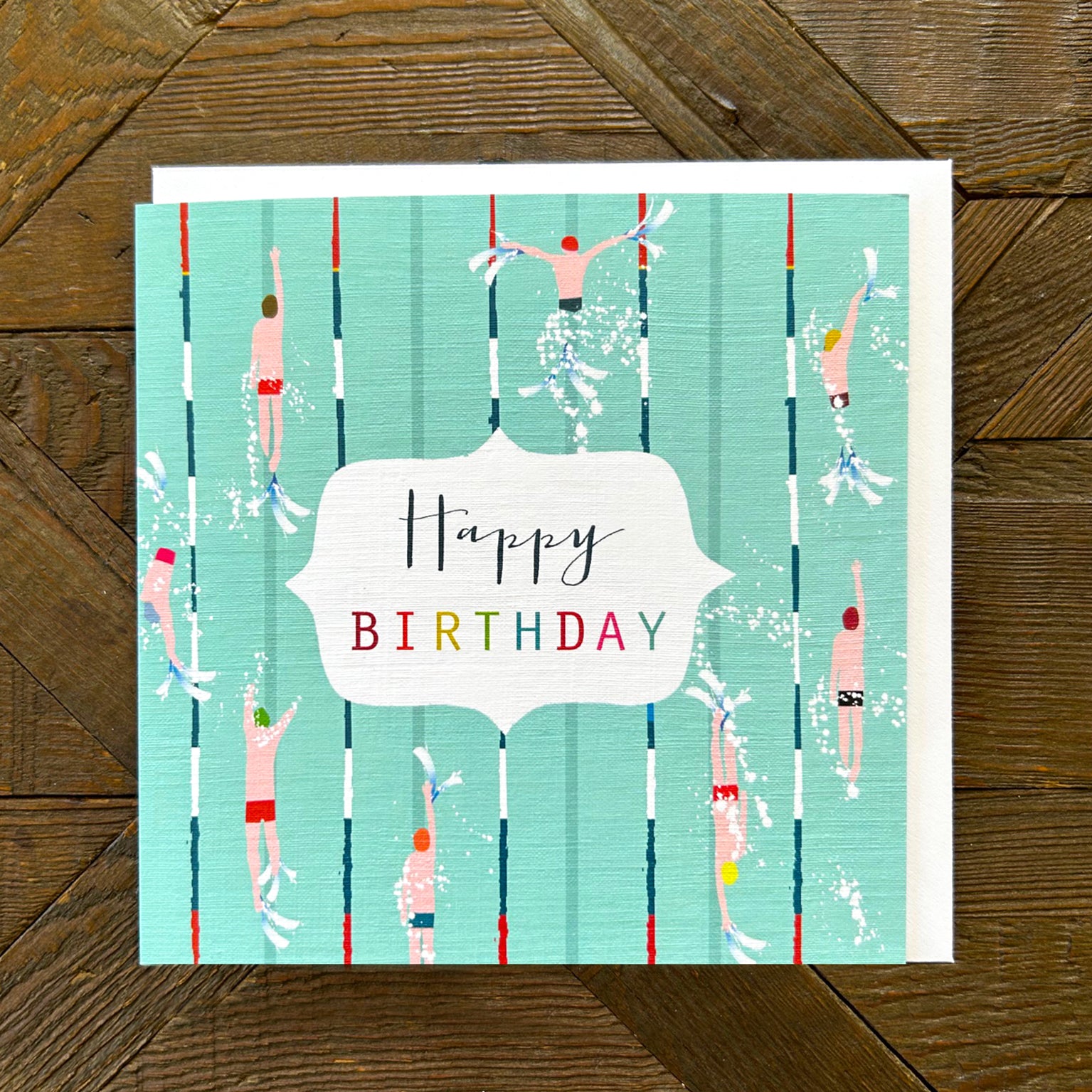 HB04 swimming happy birthday card