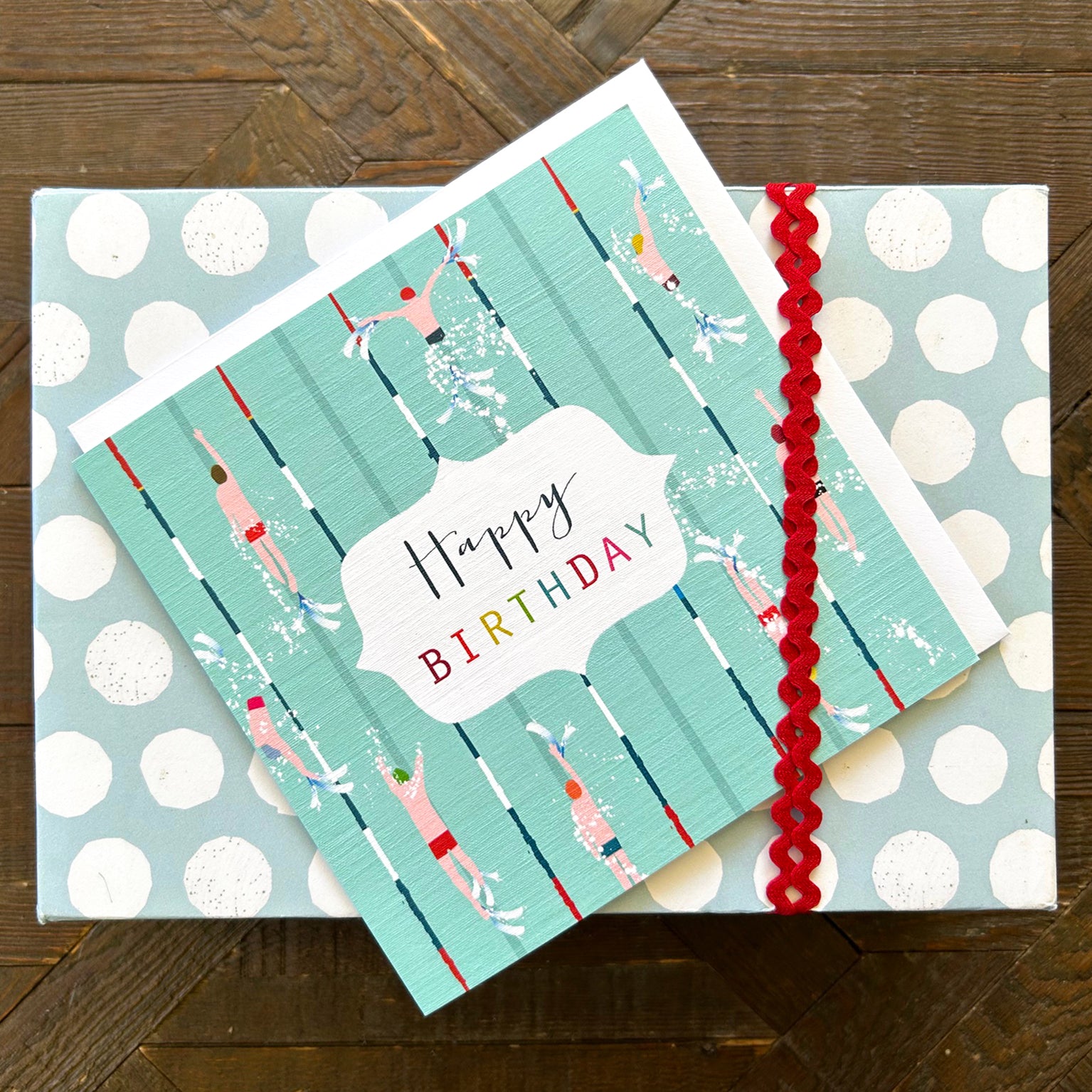 HB04 swimming happy birthday card
