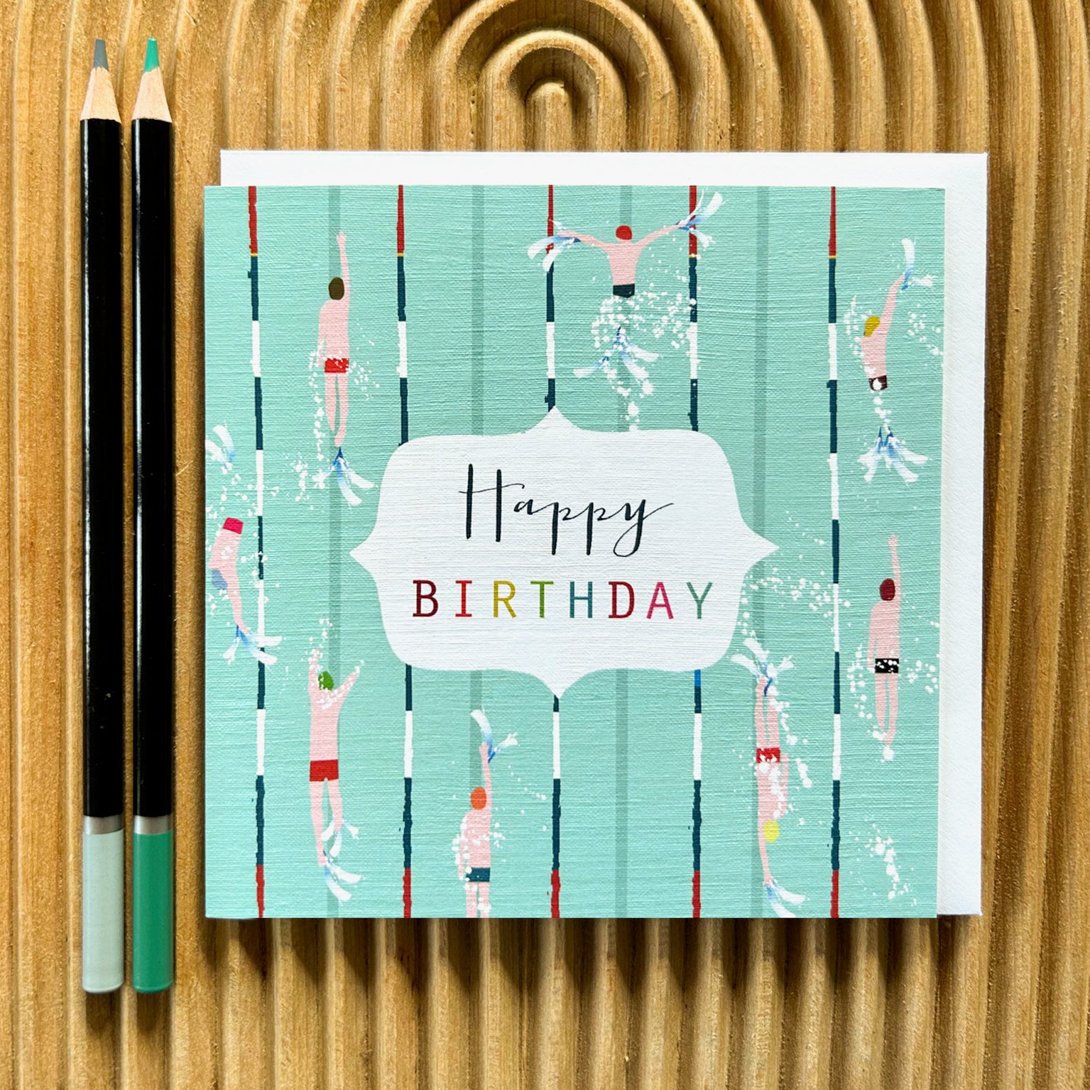 HB04 swimming happy birthday card