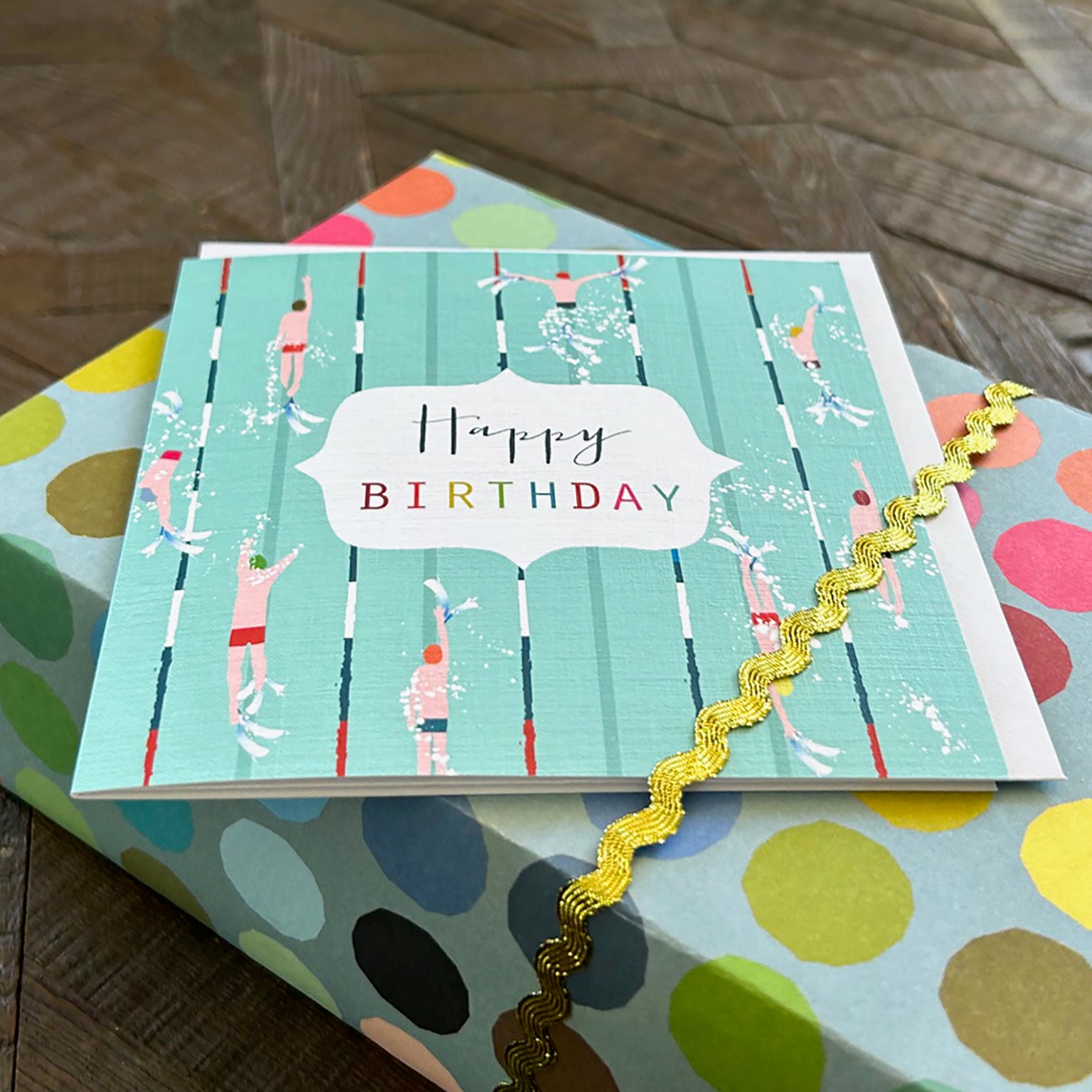HB04 swimming happy birthday card
