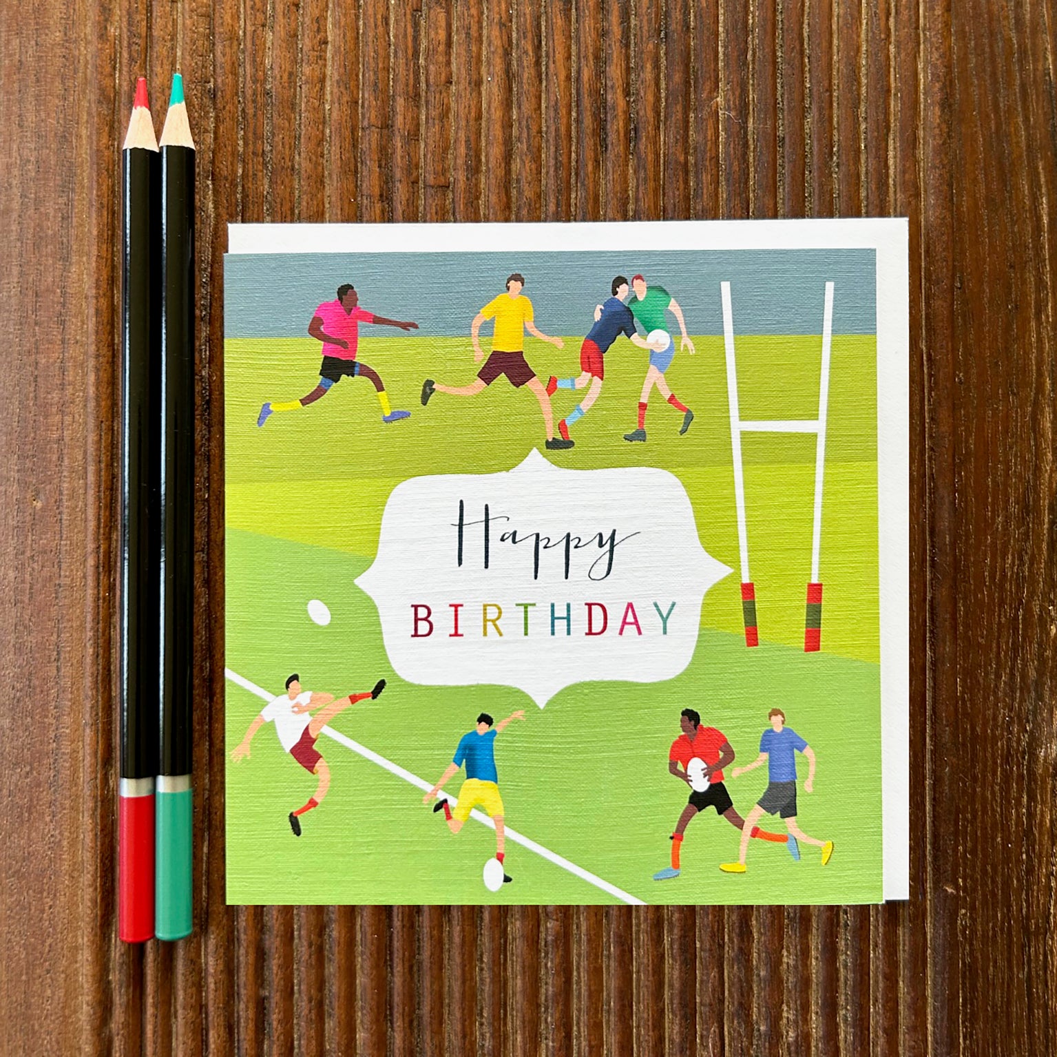 HB05 rugby happy birthday card