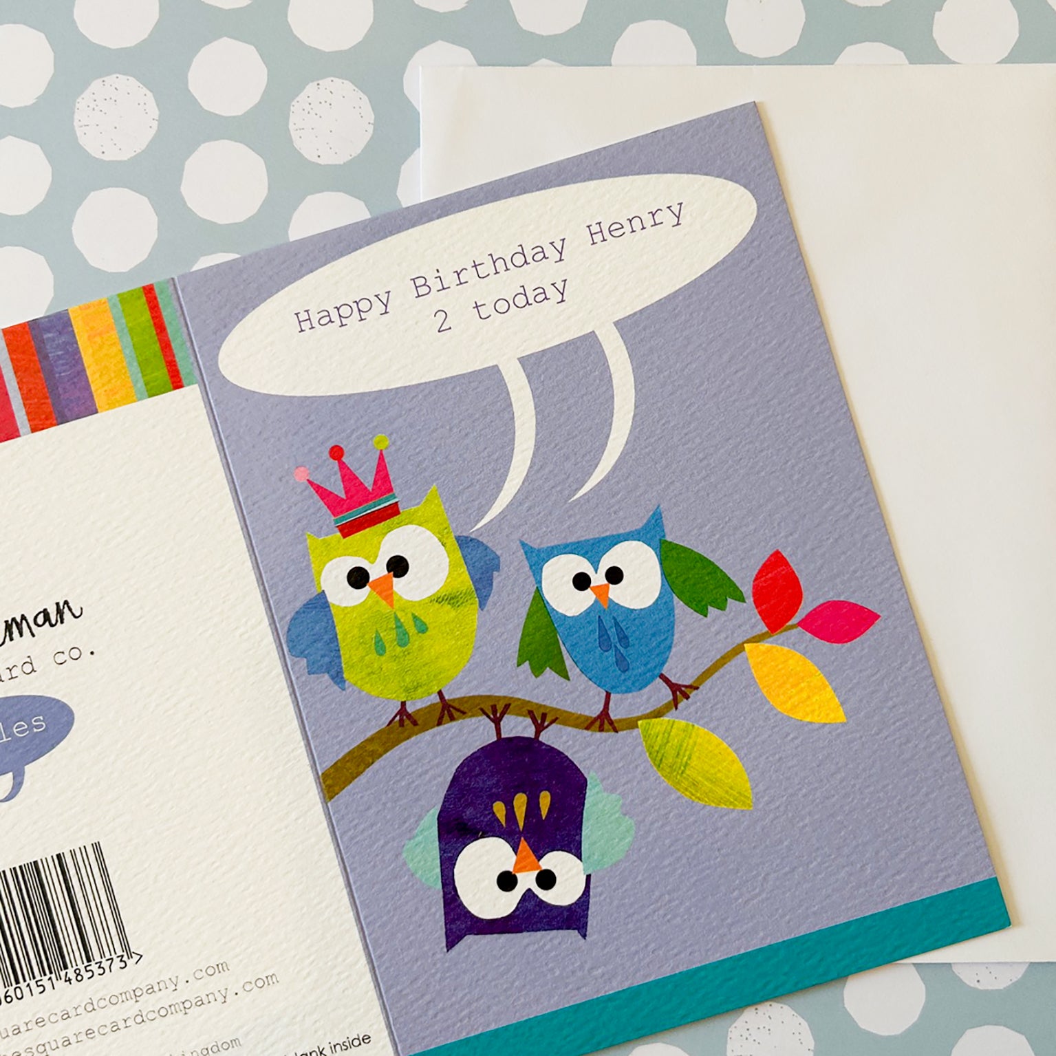 BB08 personalised owls greetings card