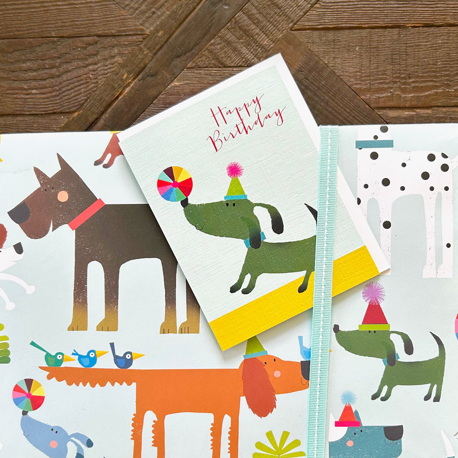 DG04 mini dog and ball birthday card