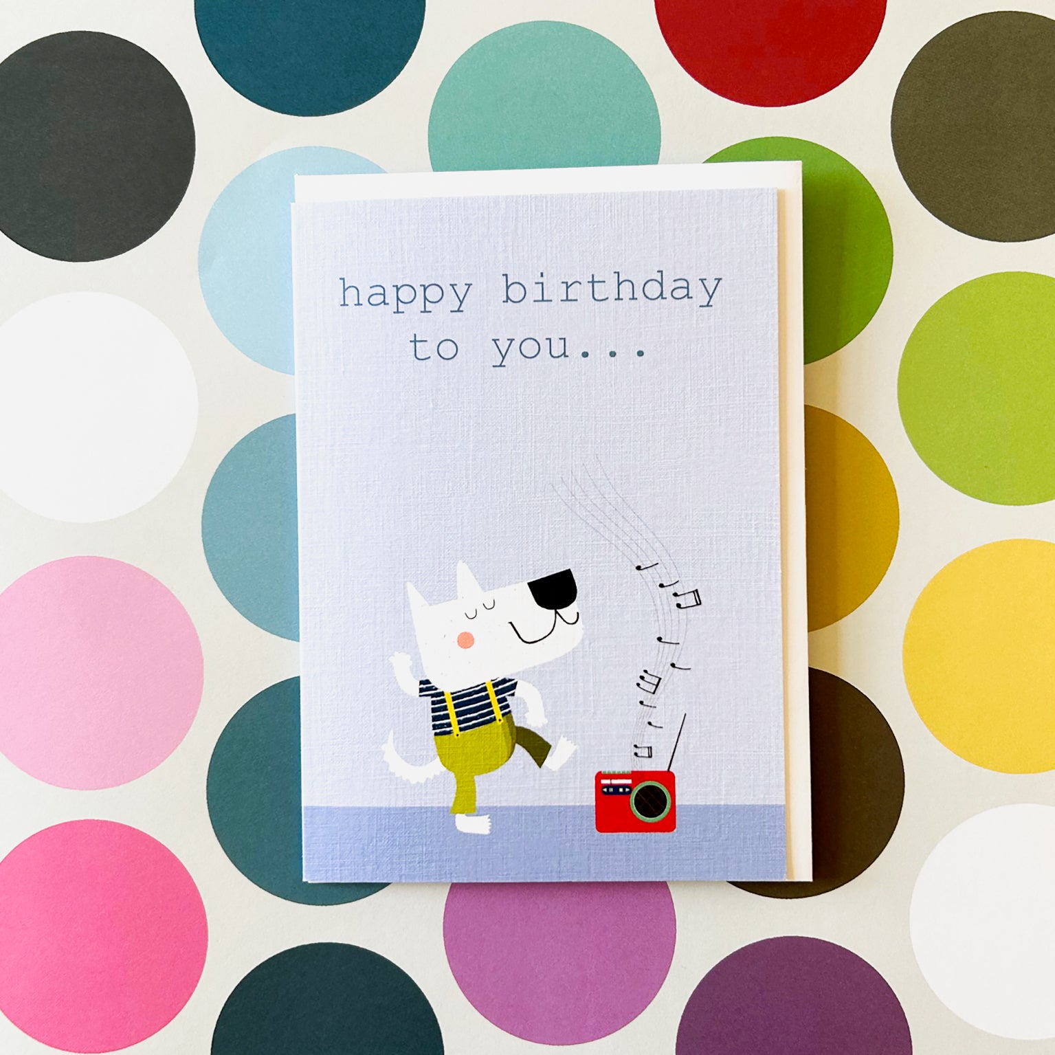 PA12 dancing dog birthday card