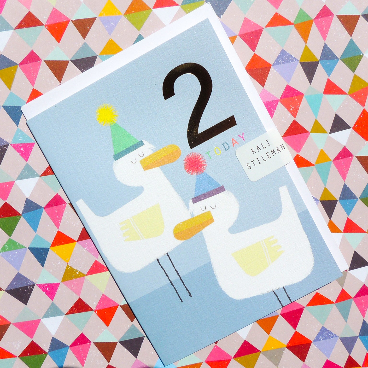 JES02 gold foiled ducklings 2nd birthday card