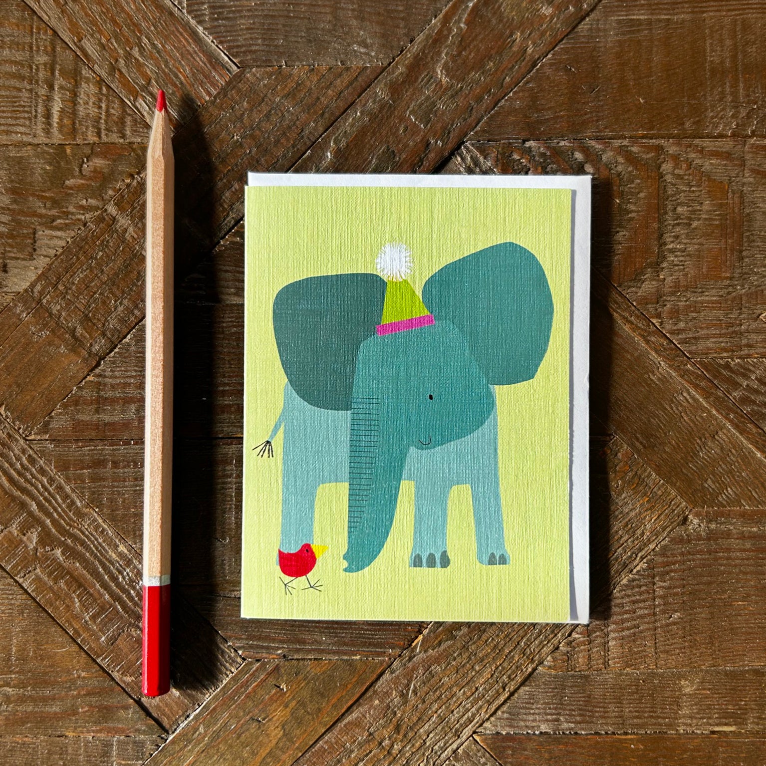 KAB35 mini elephant and bird card