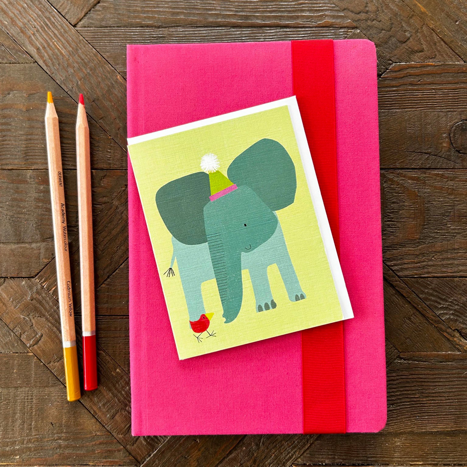 KAB35 mini elephant and bird card