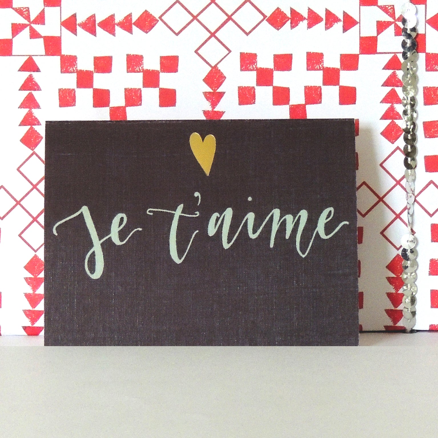 KBW16 mini gold foiled je t'aime card