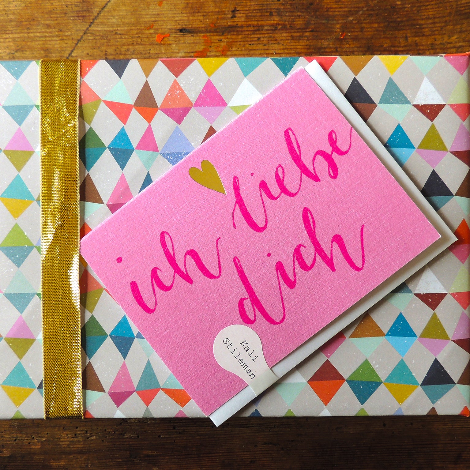 KBW27 mini gold foiled ich liebe dich card