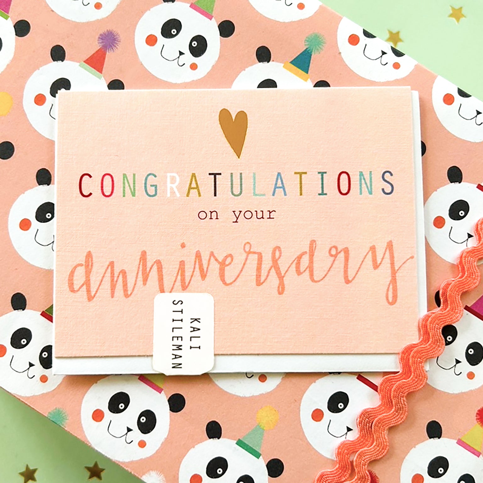 KBW37 mini gold foiled anniversary card