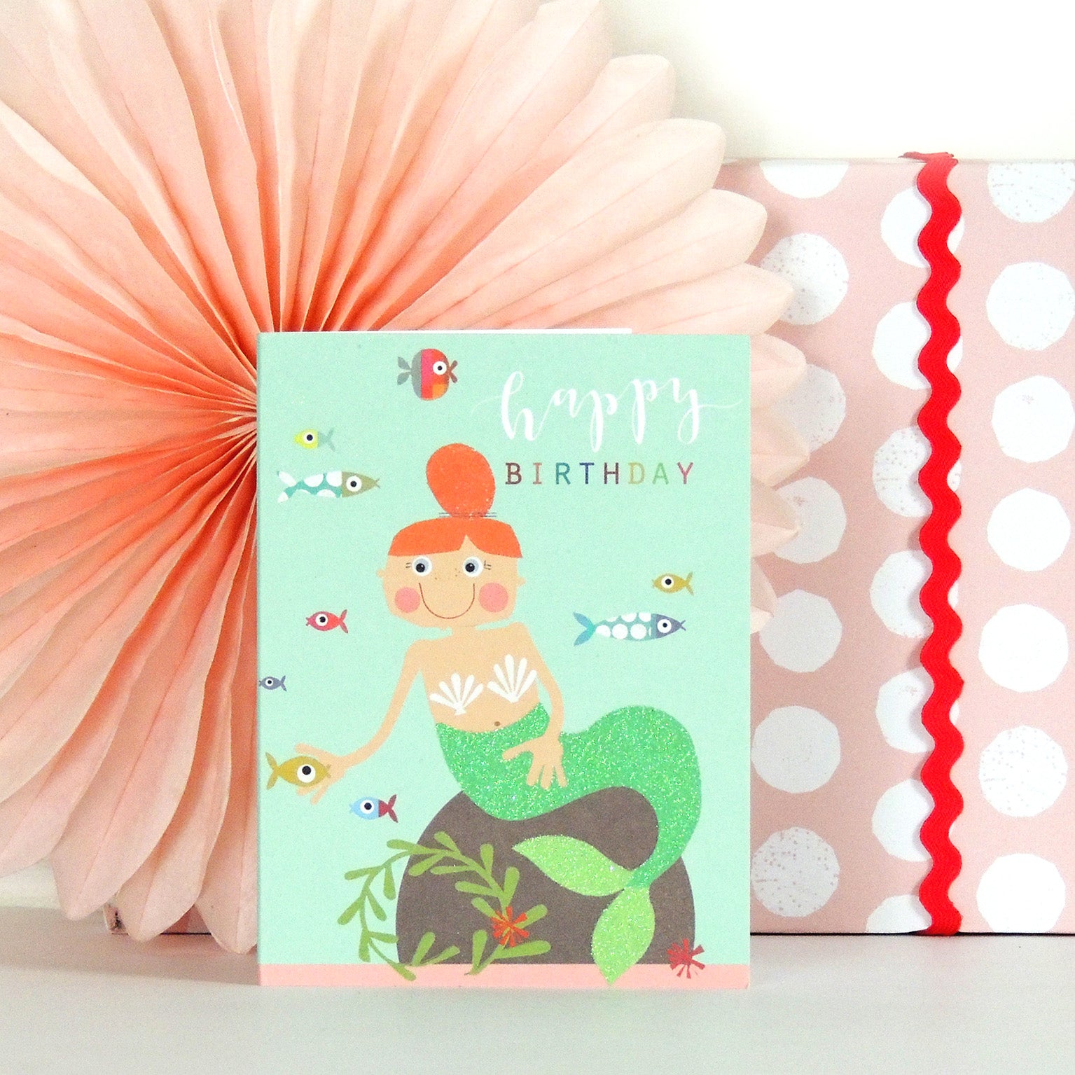 KTG03 mini glittery mermaid birthday card
