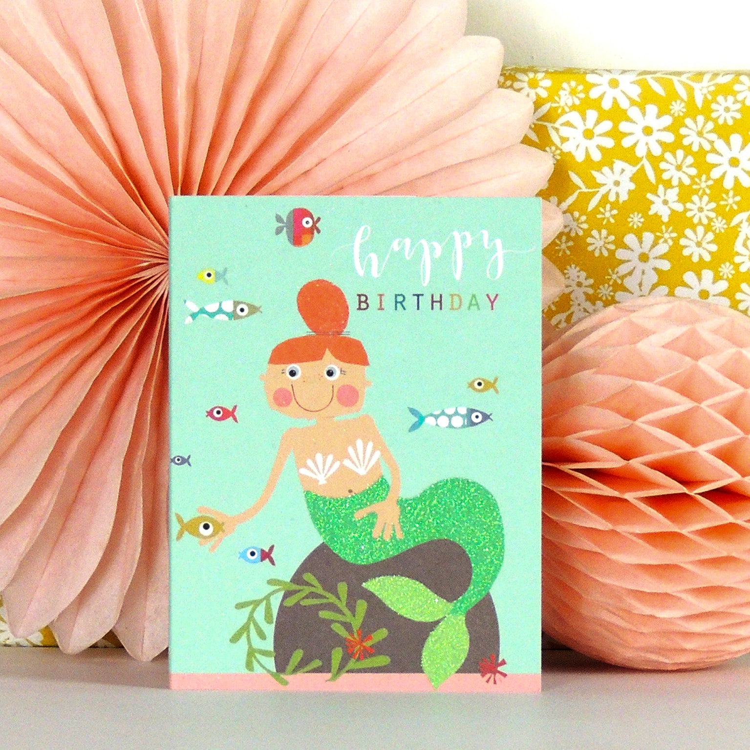 KTG03 mini glittery mermaid birthday card