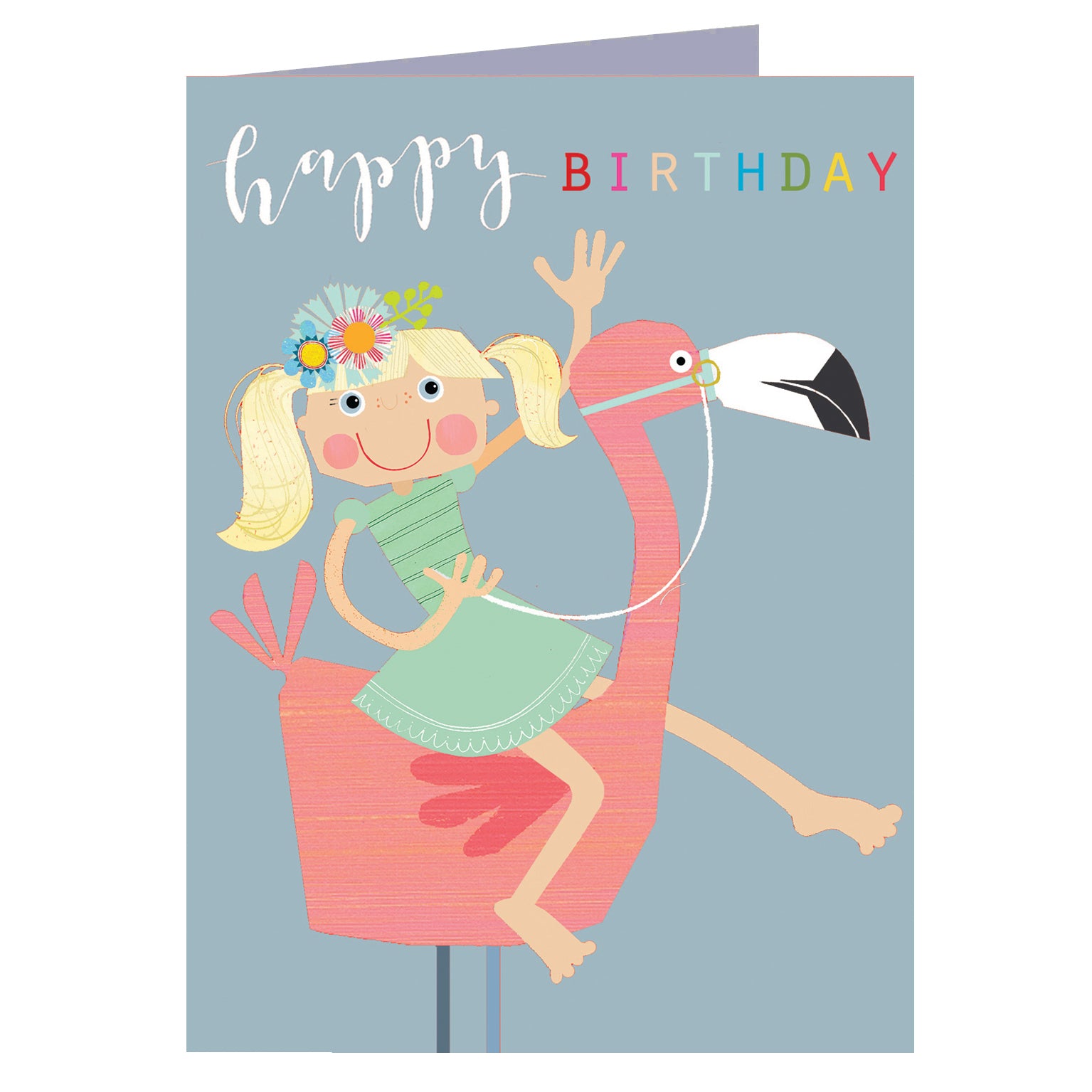 KTG04 mini glittery flamingo birthday card