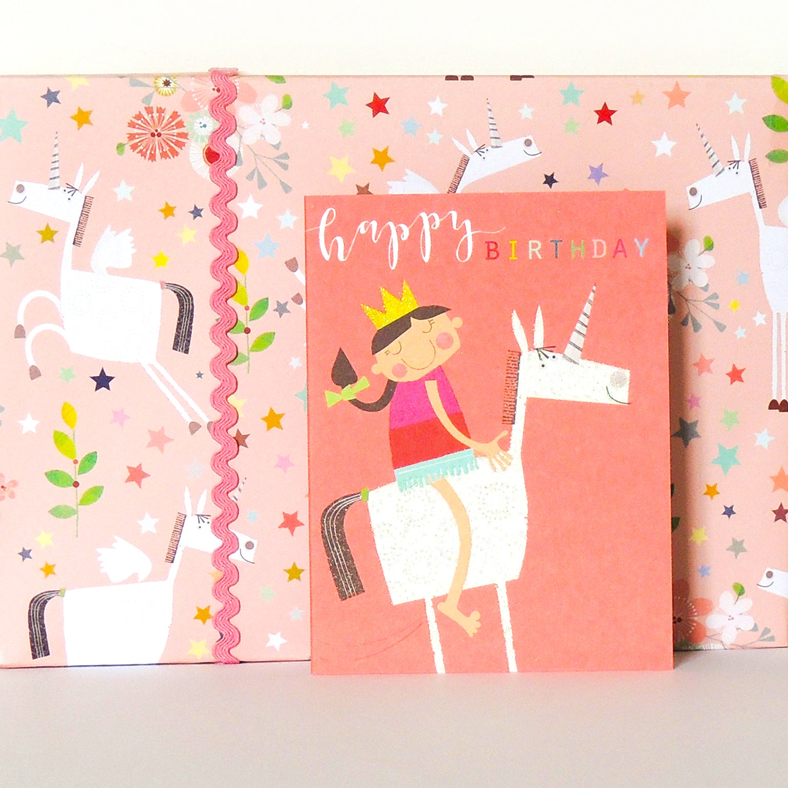 KTG07 mini glittery unicorn birthday card