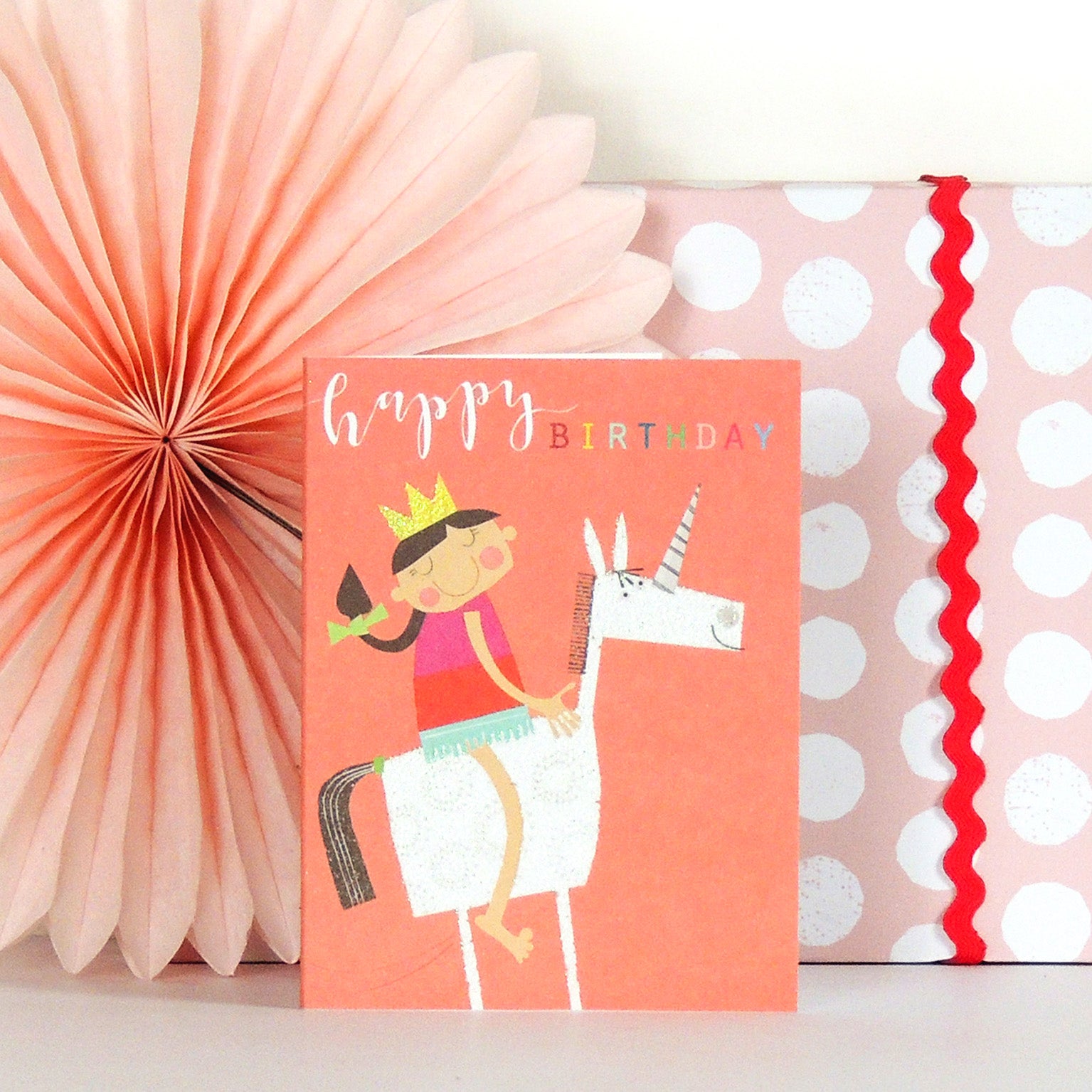 KTG07 mini glittery unicorn birthday card