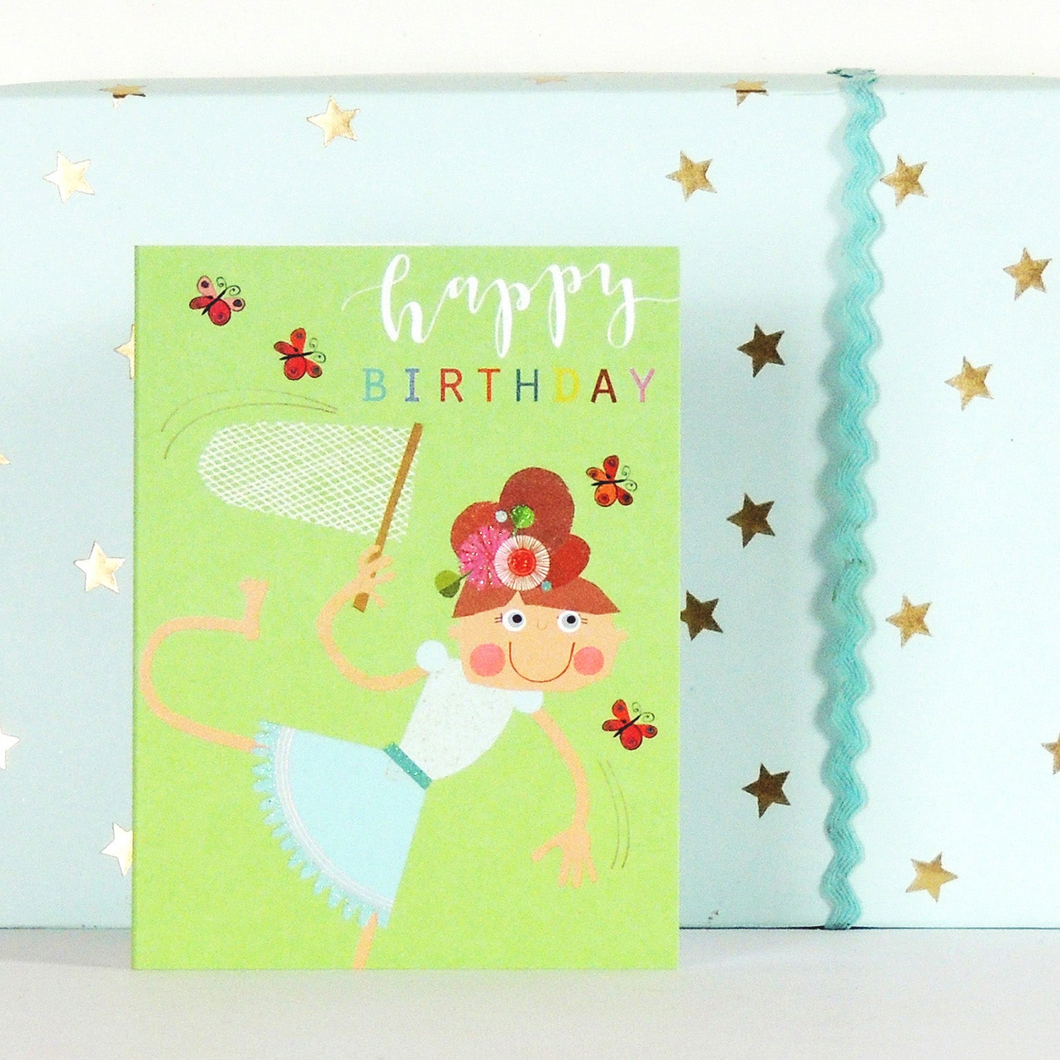 KTG08 mini glittery butterflies birthday card