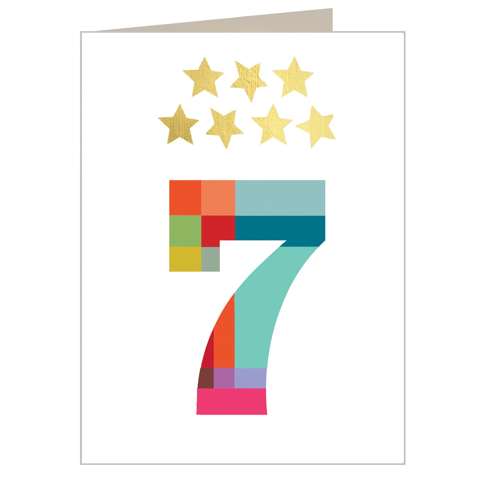 KTW07 mini gold star number seven card