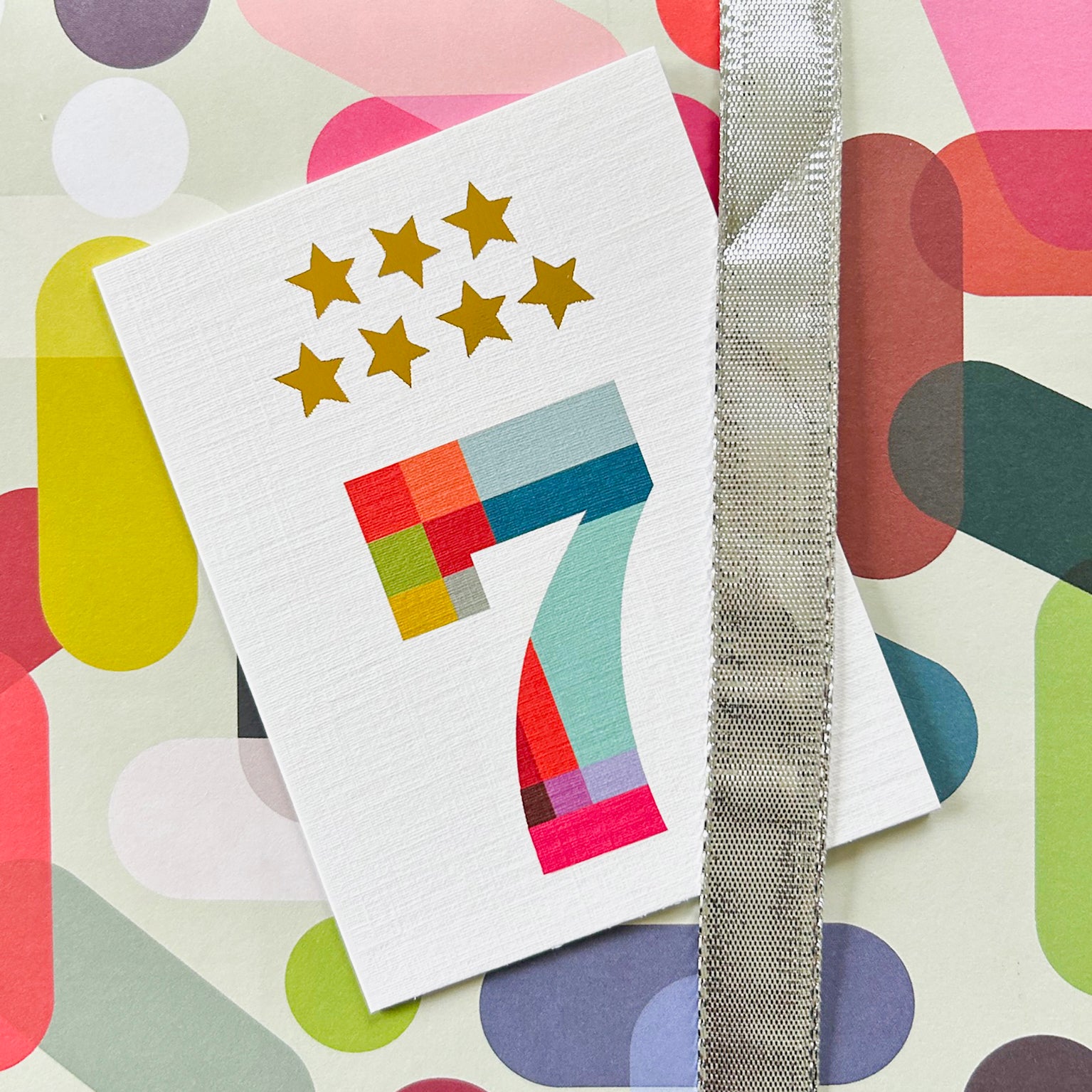 KTW07 mini gold star number seven card