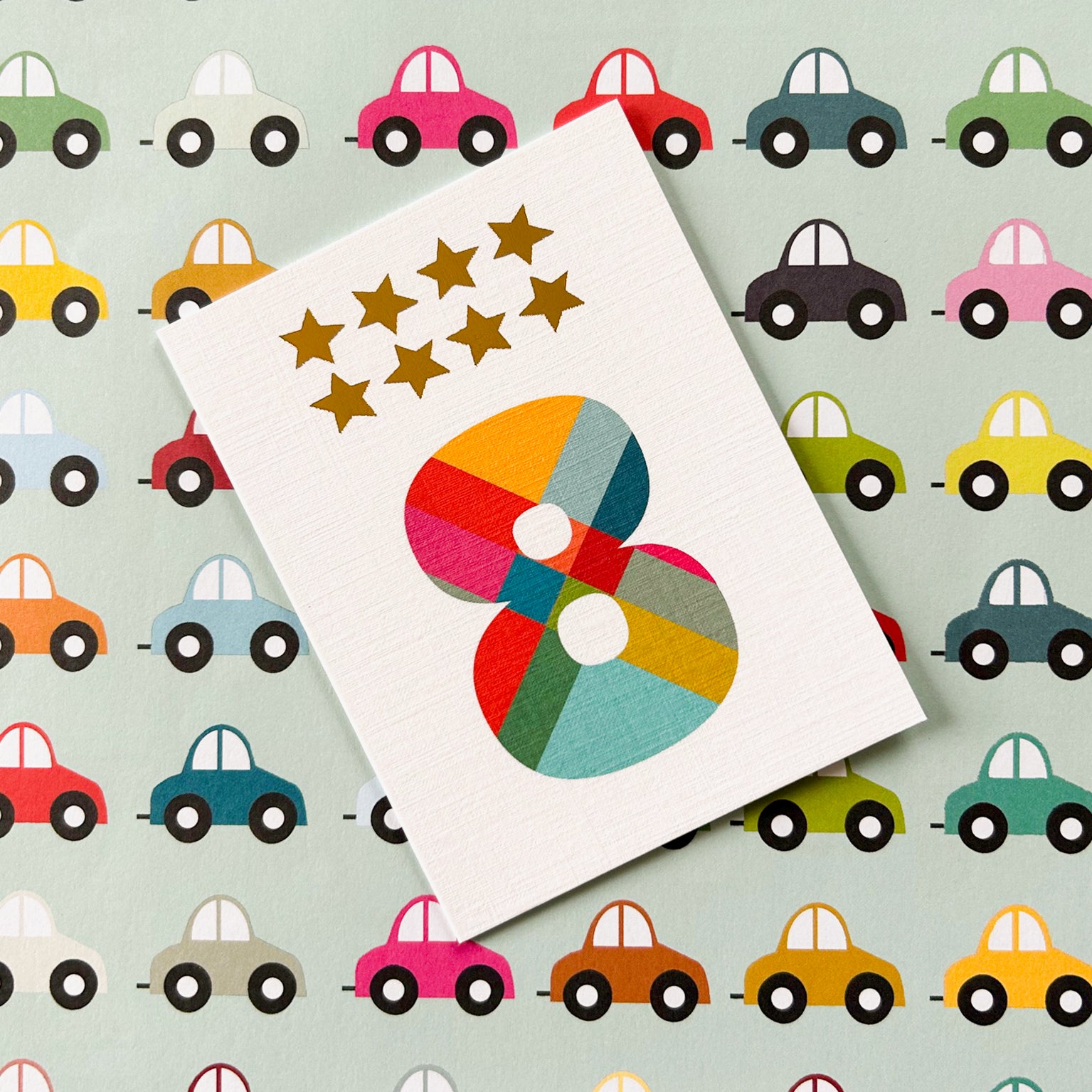 KTW08 mini gold star number eight card