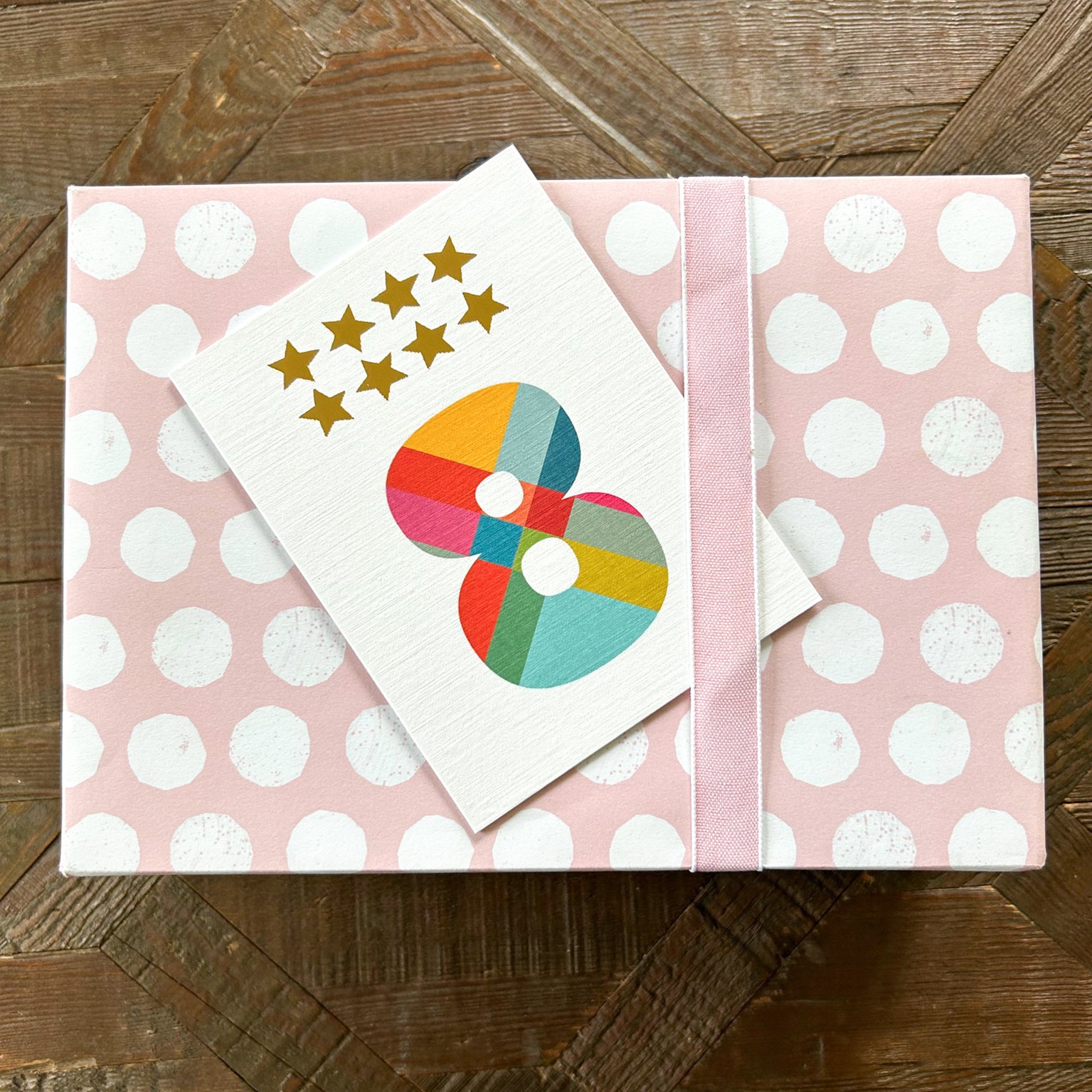 KTW08 mini gold star number eight card