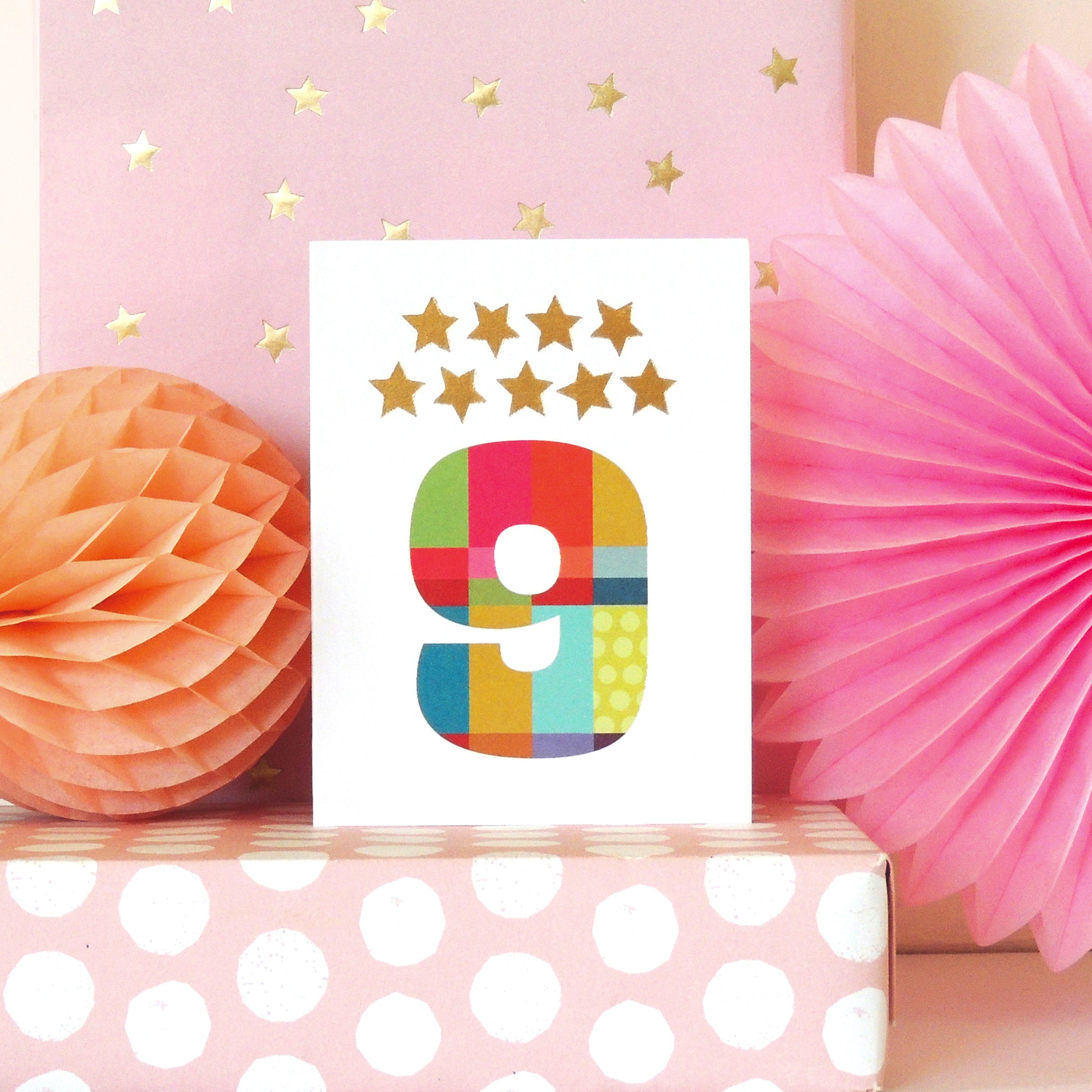 KTW09 mini gold star number nine card