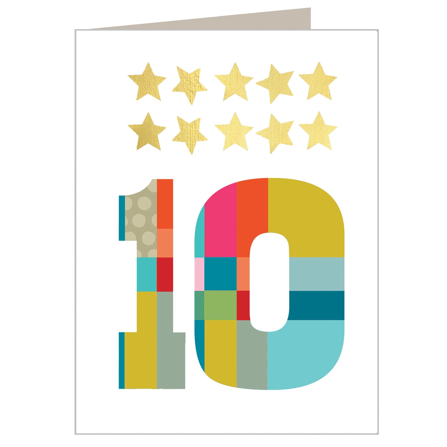 KTW10 mini gold star number ten card