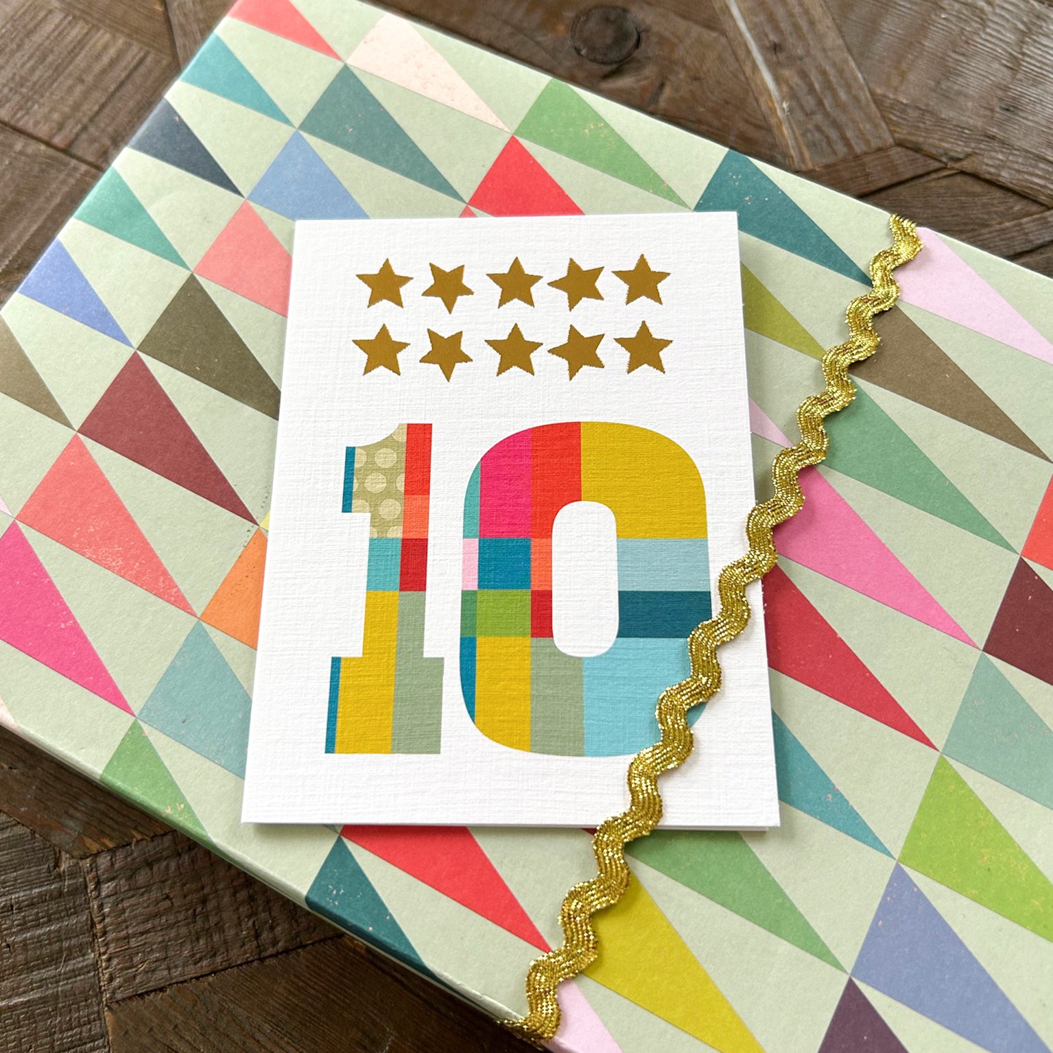 KTW10 mini gold star number ten card