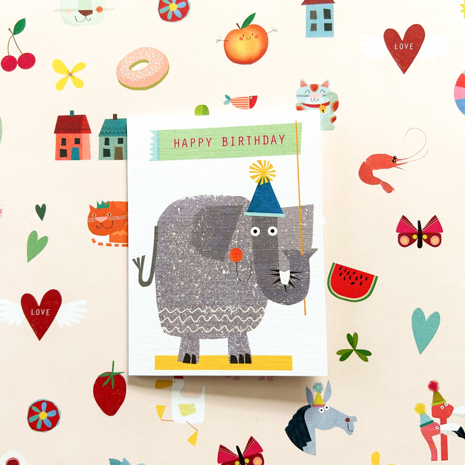 KTW12 mini elephant happy birthday card