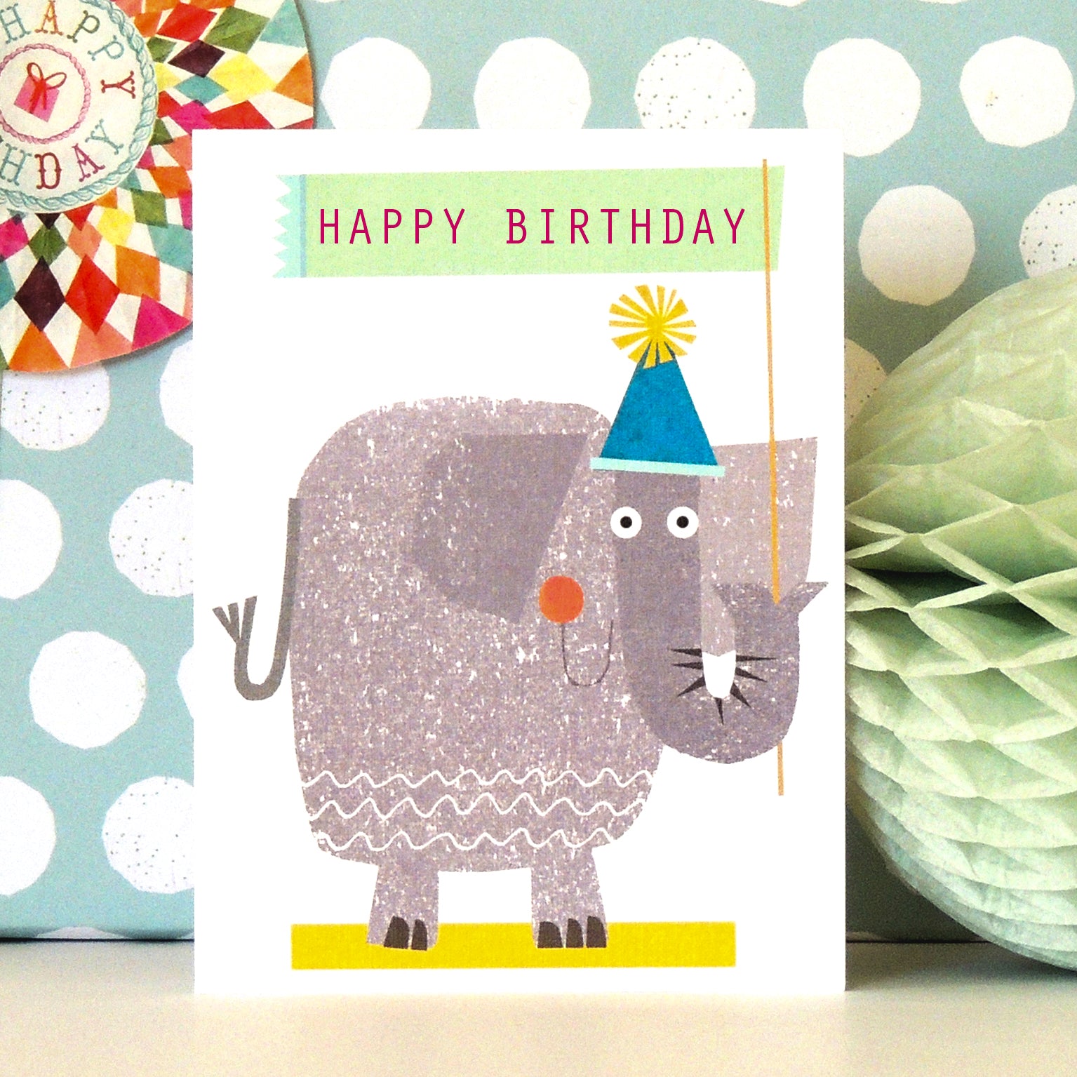 KTW12 mini elephant happy birthday card