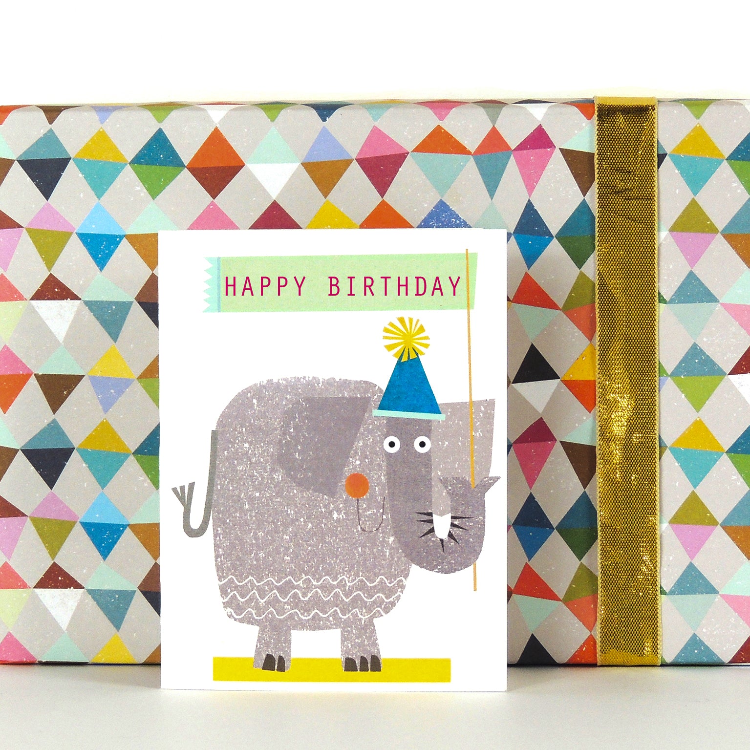 KTW12 mini elephant happy birthday card