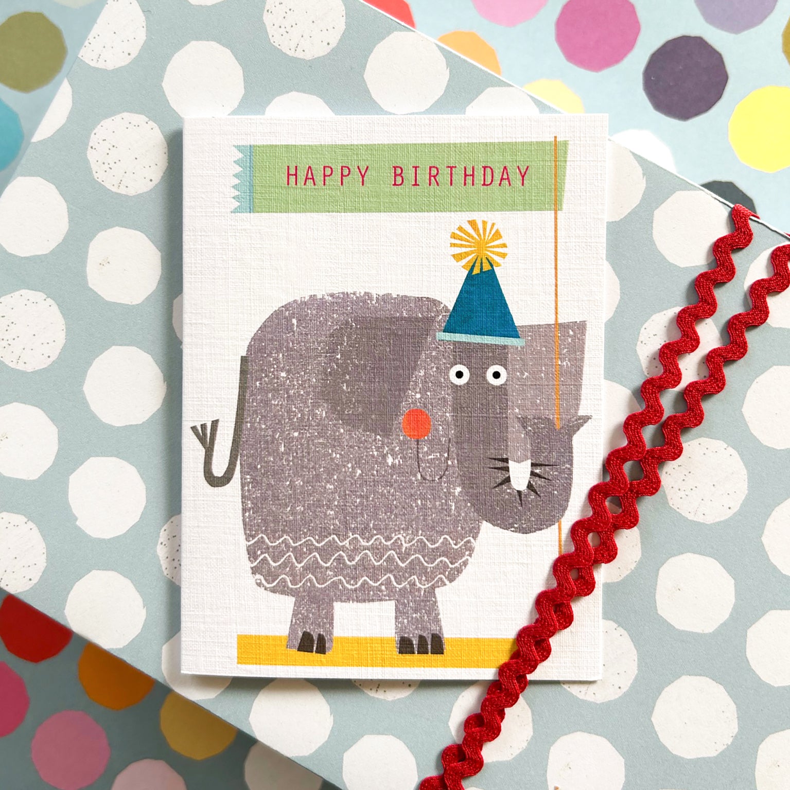 KTW12 mini elephant happy birthday card