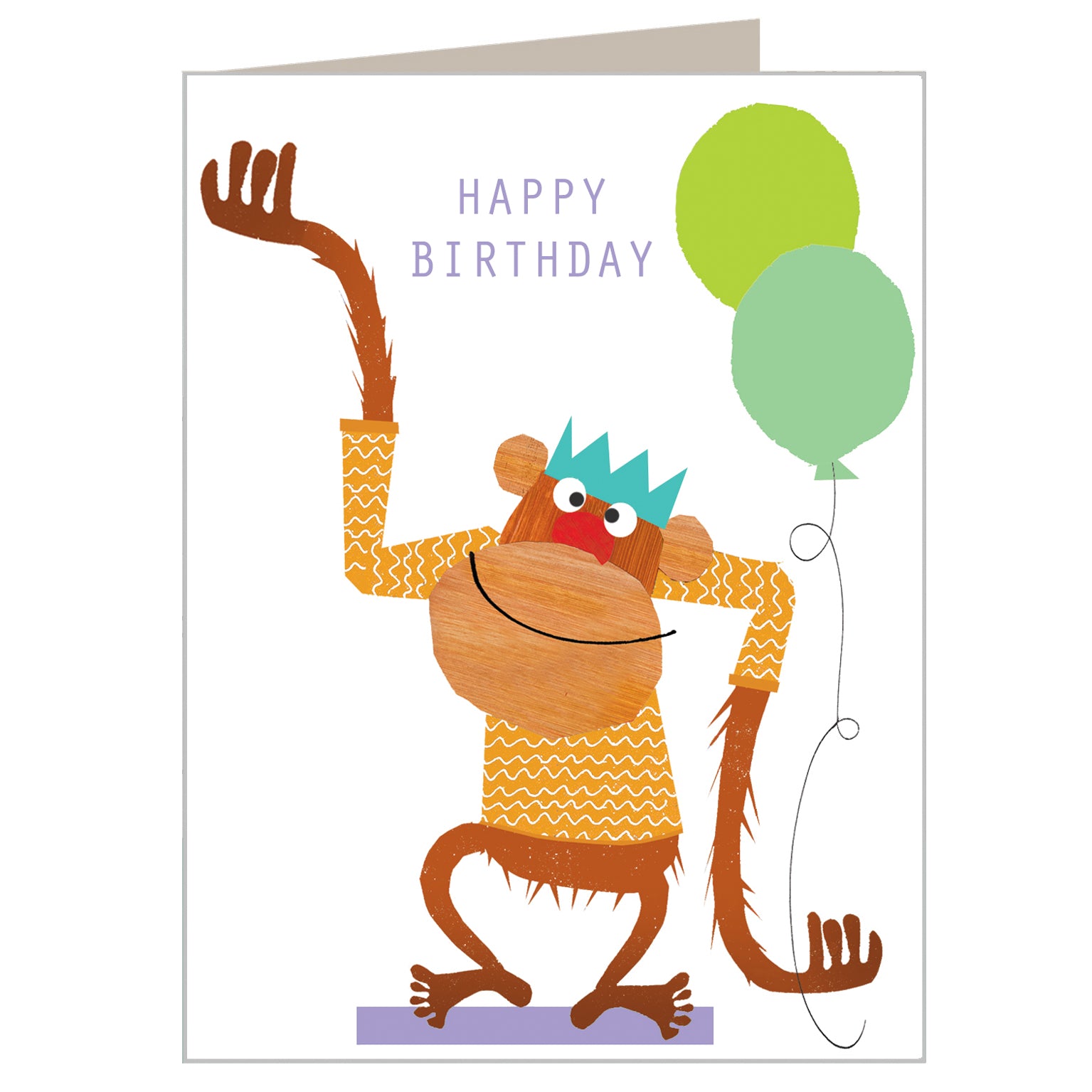 KTW13 mini monkey happy birthday card
