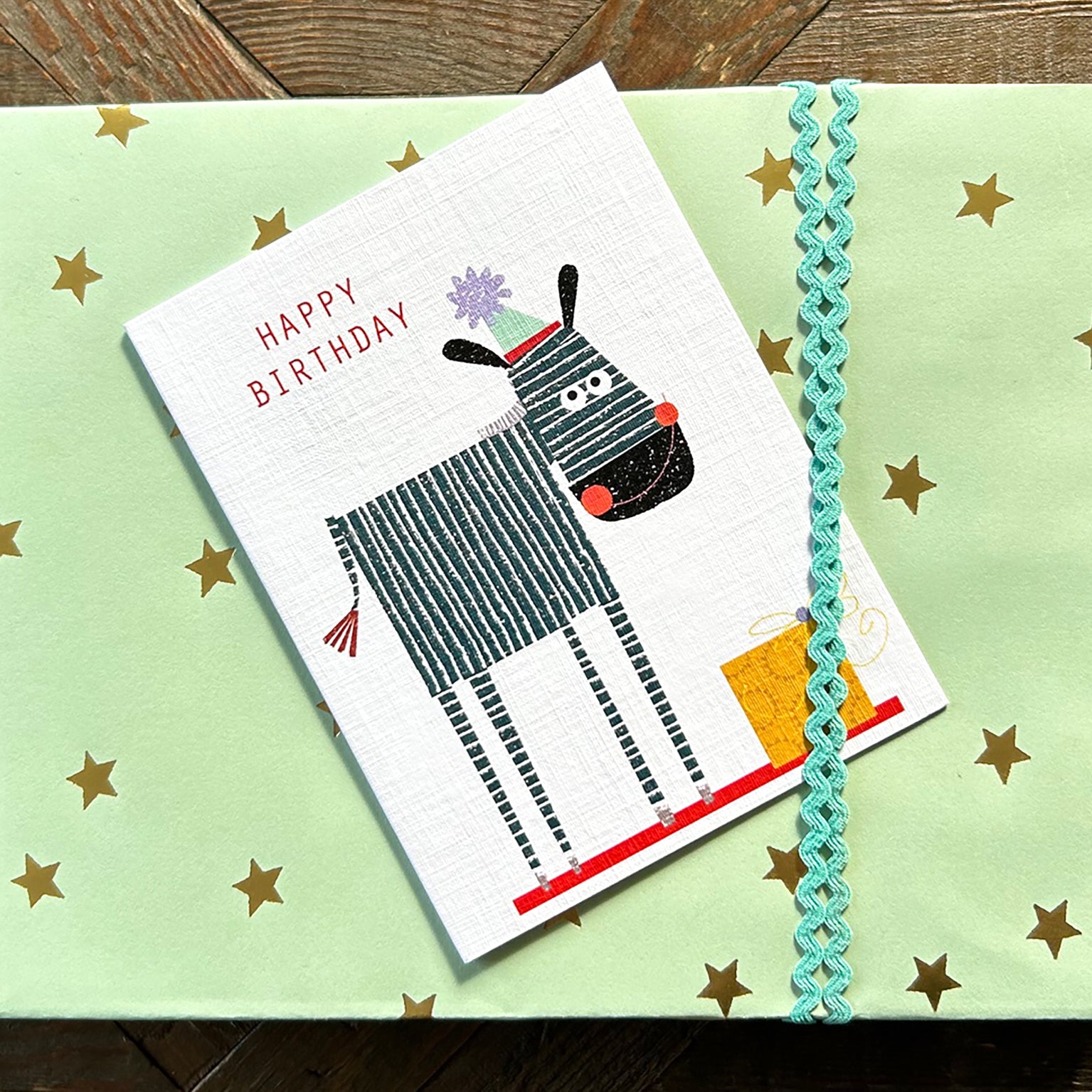 KTW14 mini zebra happy birthday card