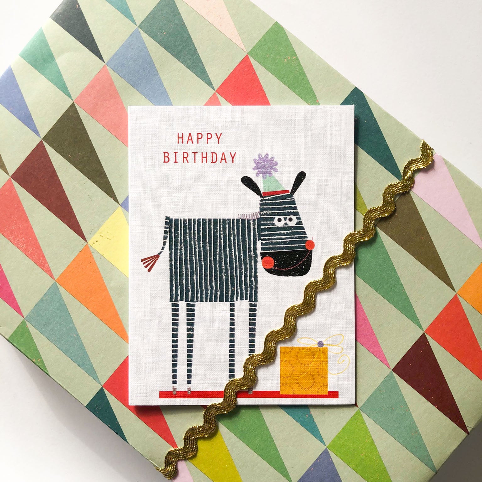 KTW14 mini zebra happy birthday card