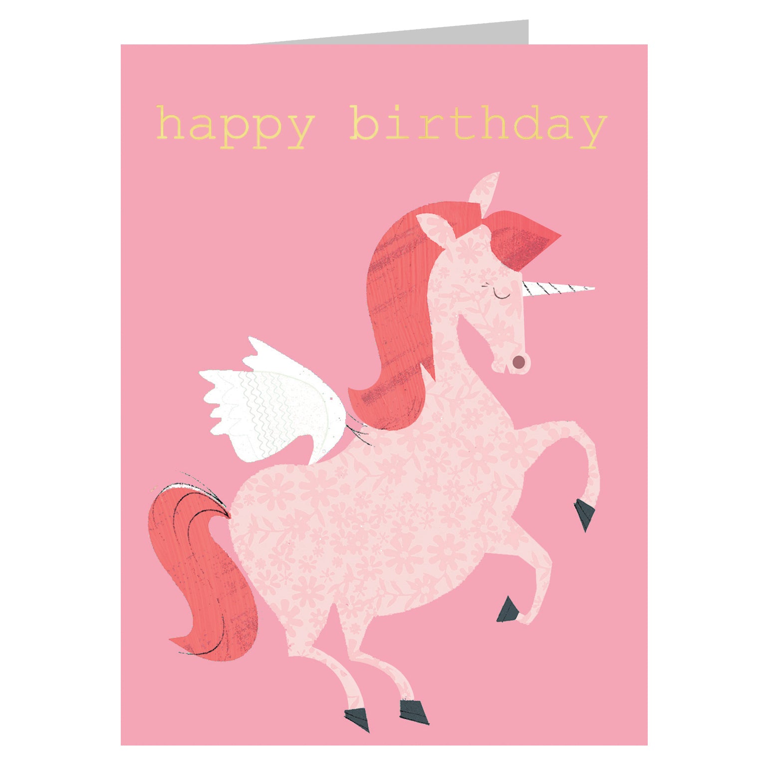 KTW21 mini gold foiled unicorn birthday card