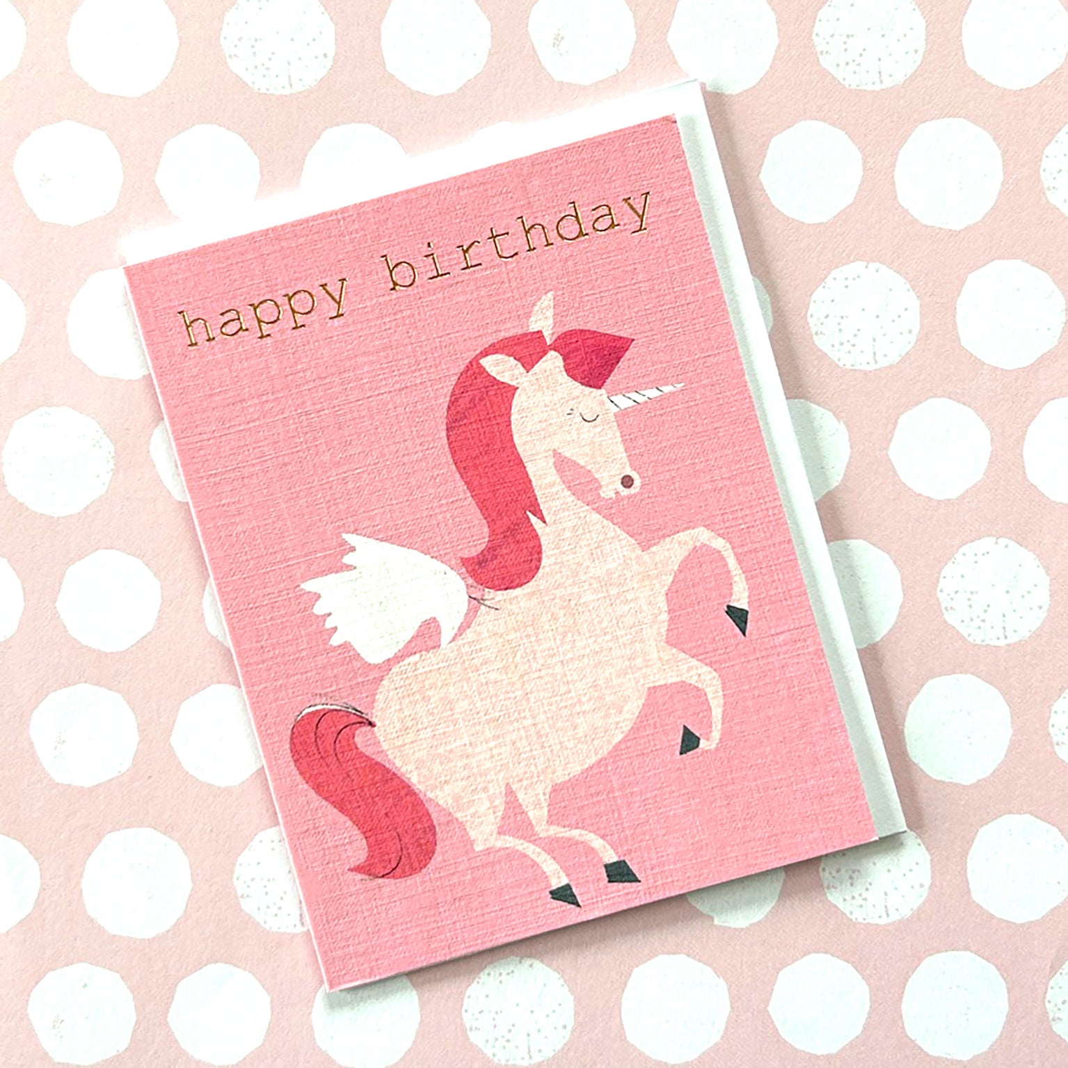 KTW21 mini gold foiled unicorn birthday card