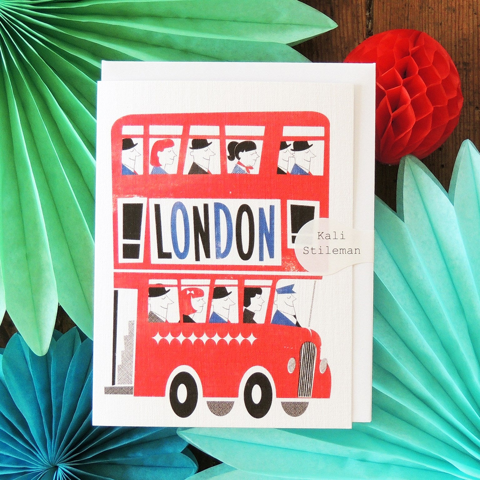 LN04 mini london bus greetings card