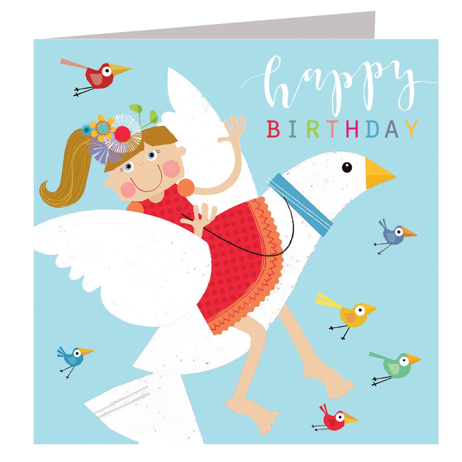 LS05 glittery dove riding birthday card