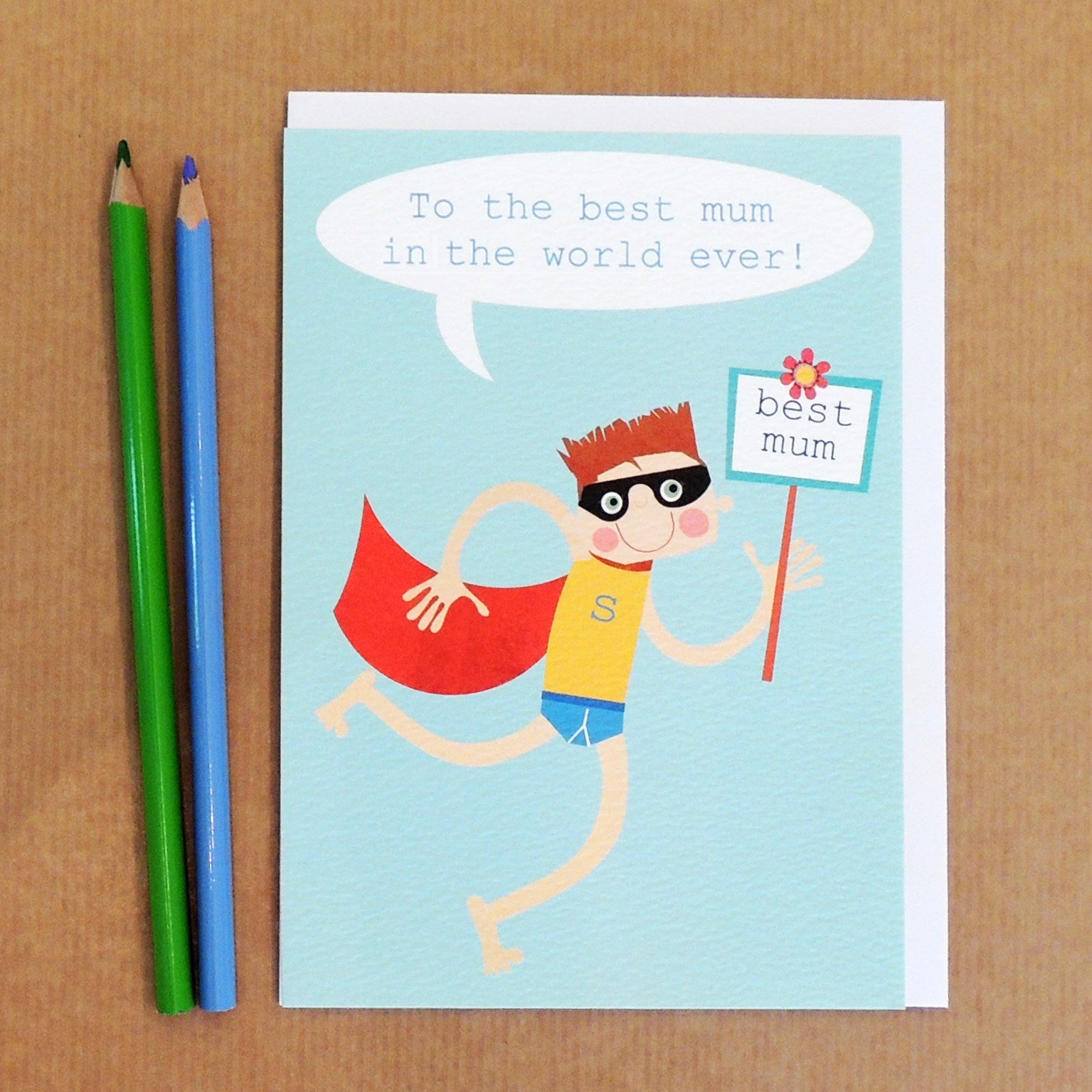 MD05 personalised best mum super hero card