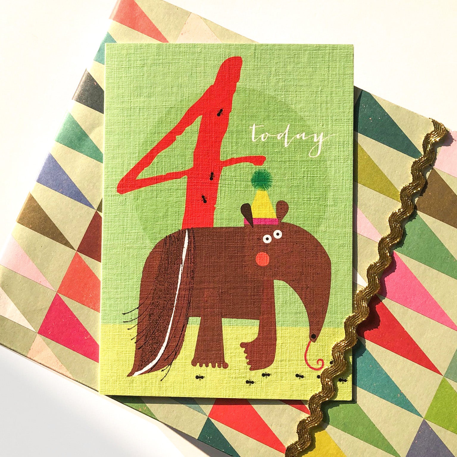 NA04 anteater 4th birthday card