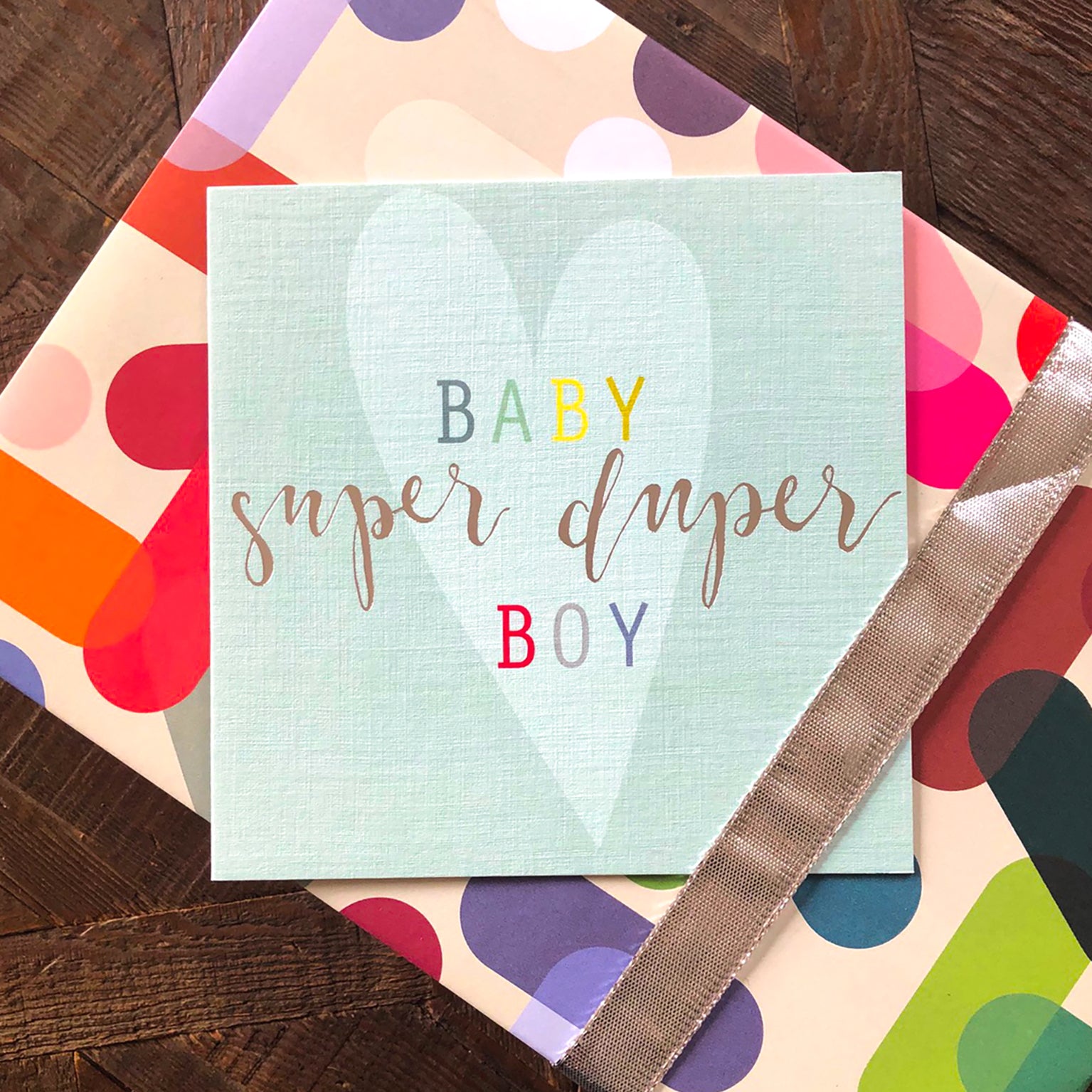 NB02 silver foiled super baby boy card