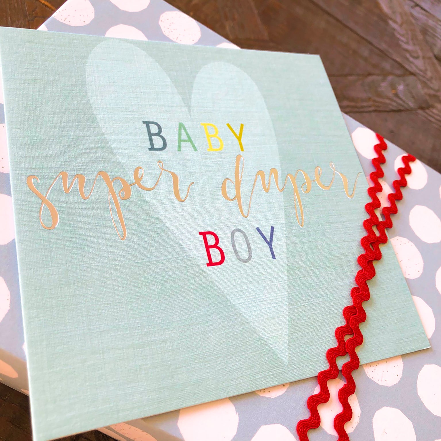 NB02 silver foiled super baby boy card