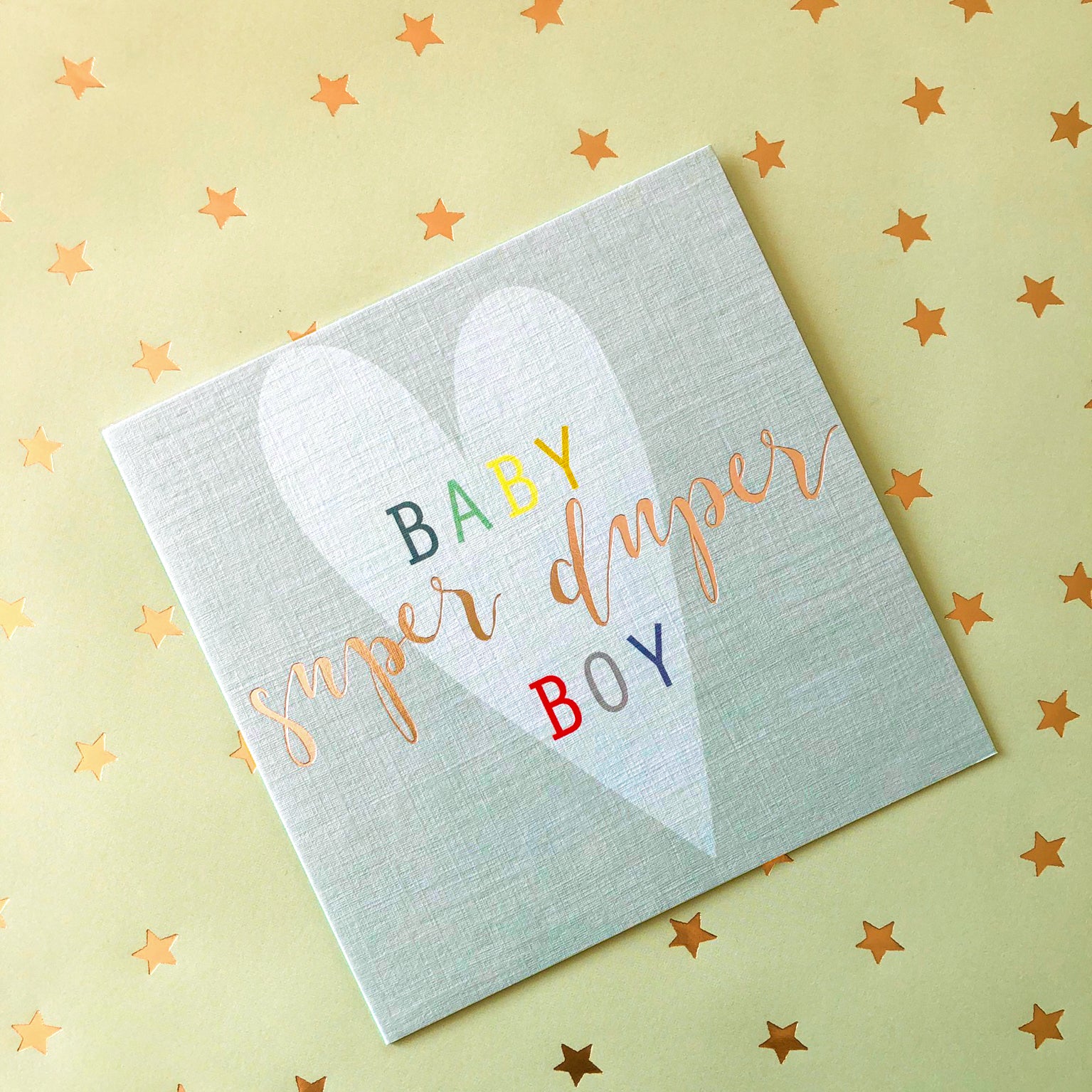 NB02 silver foiled super baby boy card